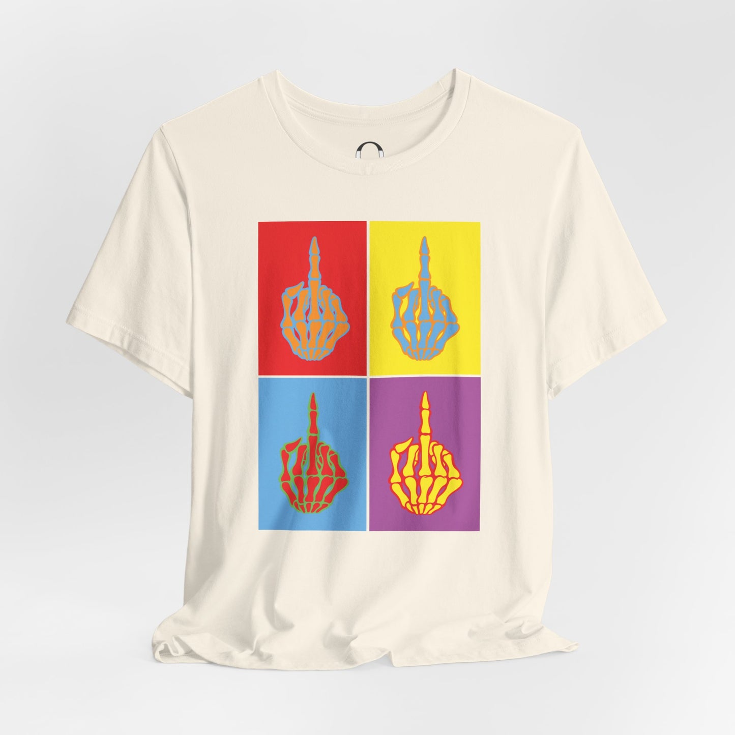 Pop Art Inspired Skeleton Hand Middle Finger Tee