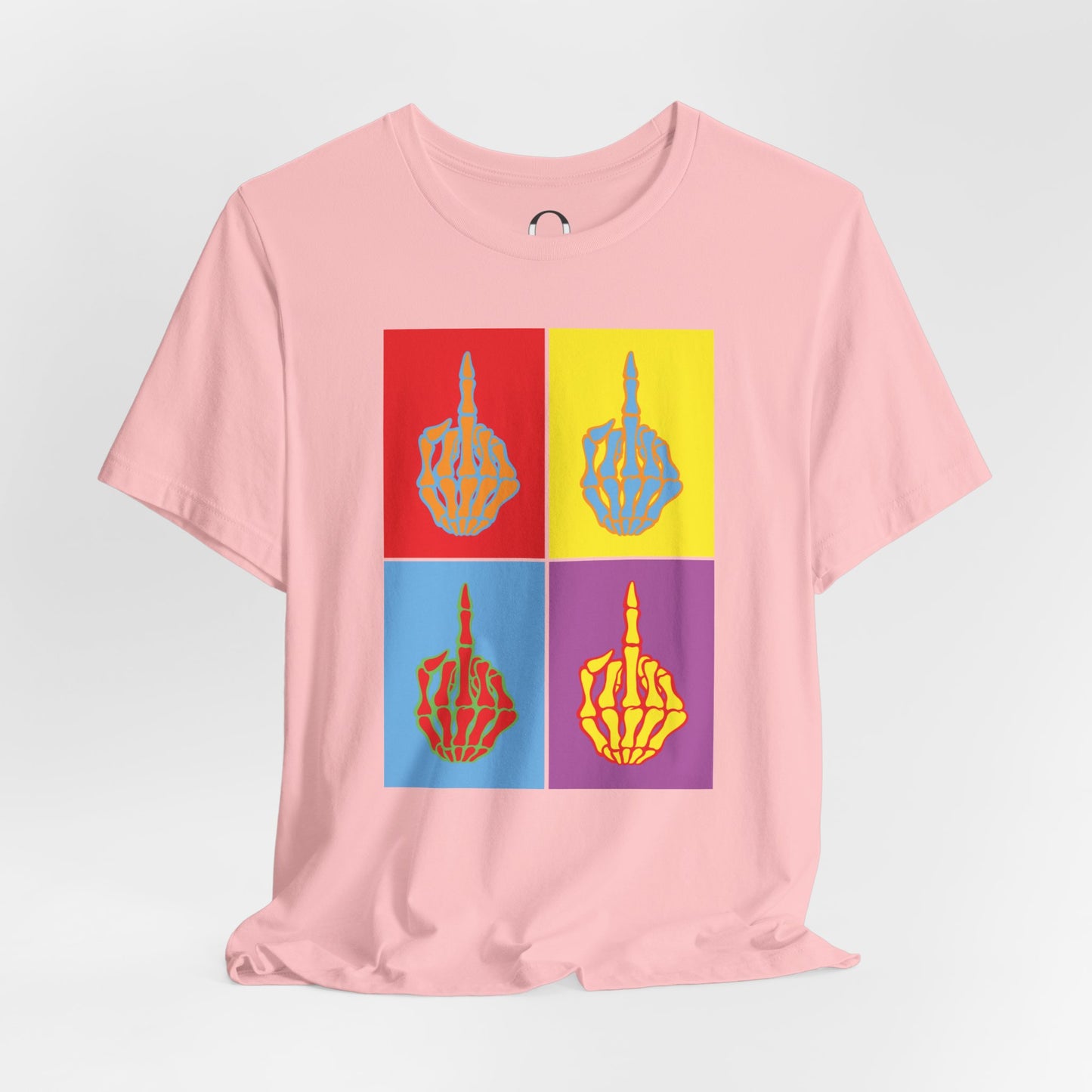 Pop Art Inspired Skeleton Hand Middle Finger Tee