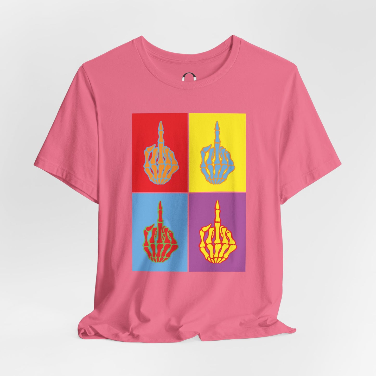 Pop Art Inspired Skeleton Hand Middle Finger Tee