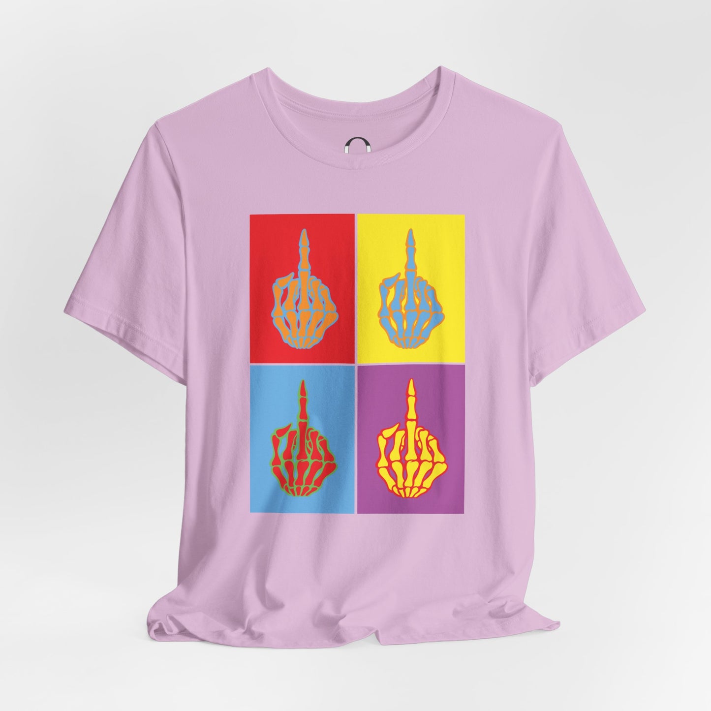 Pop Art Inspired Skeleton Hand Middle Finger Tee