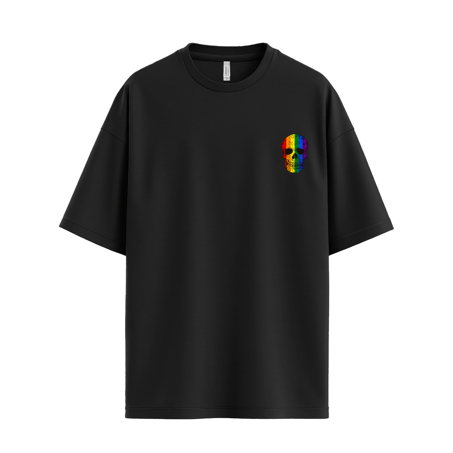 Distressed Rainbow Skull Pocket Design Tee
