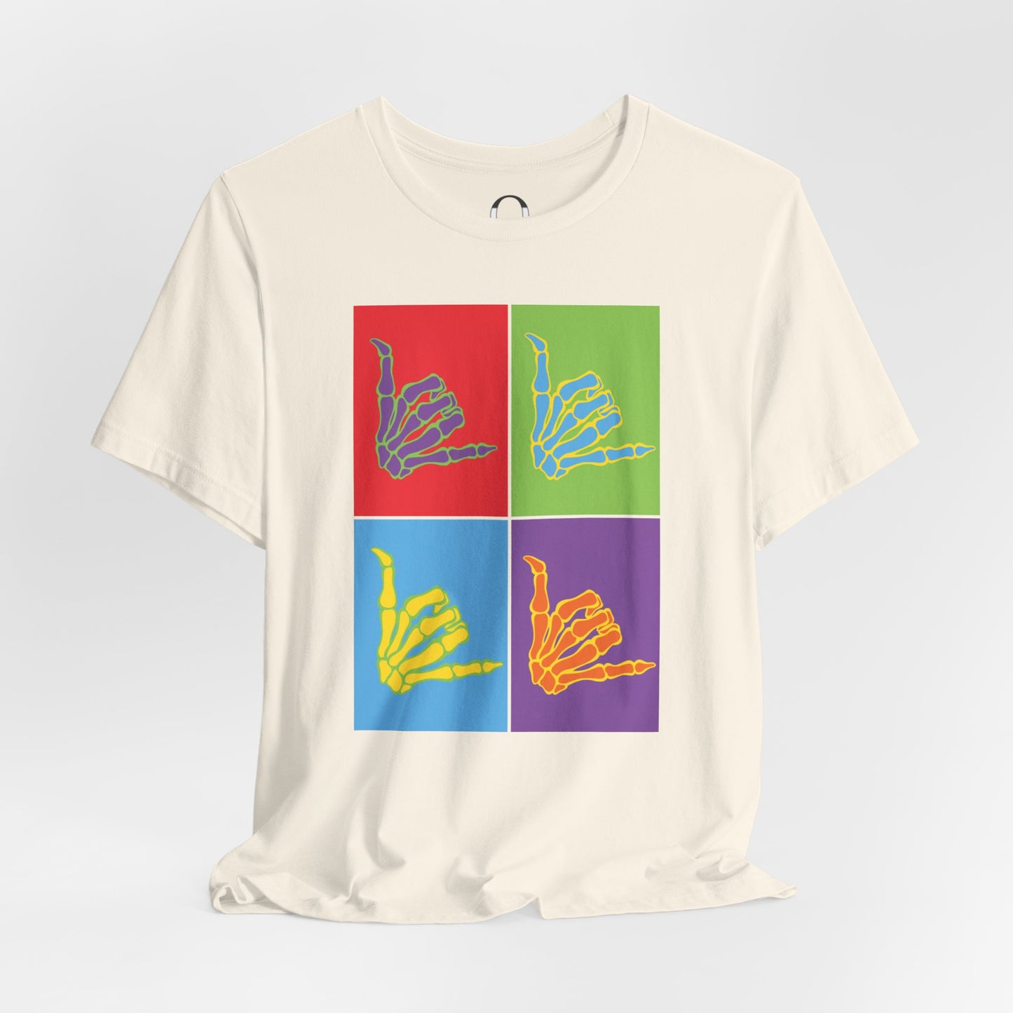 Pop Art Inspired Skeleton Hand Hang Loose Tee