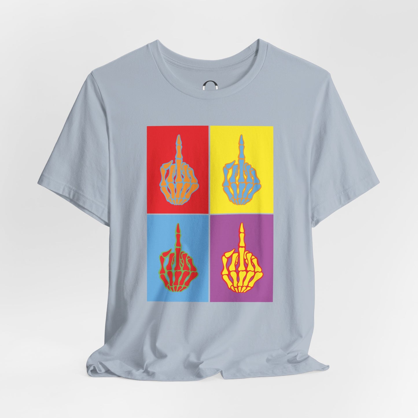 Pop Art Inspired Skeleton Hand Middle Finger Tee