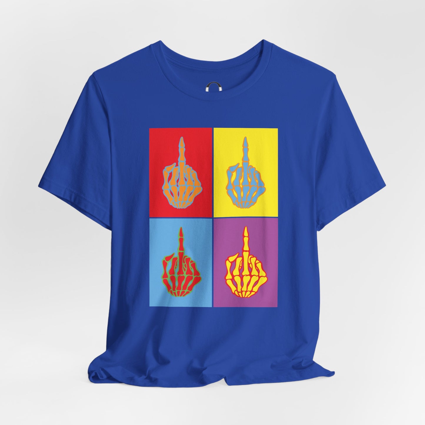 Pop Art Inspired Skeleton Hand Middle Finger Tee