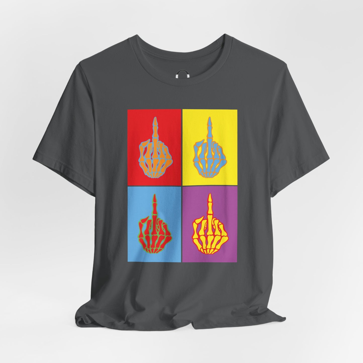 Pop Art Inspired Skeleton Hand Middle Finger Tee