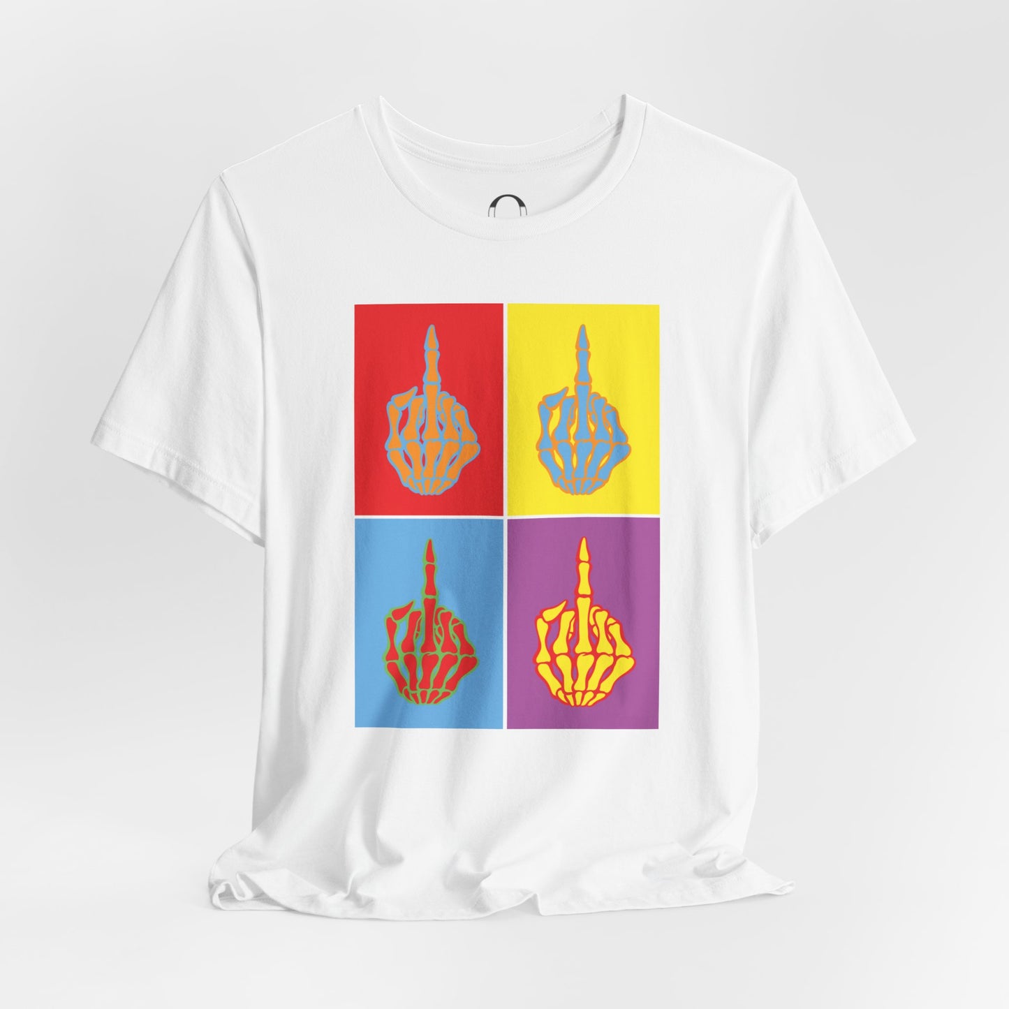 Pop Art Inspired Skeleton Hand Middle Finger Tee