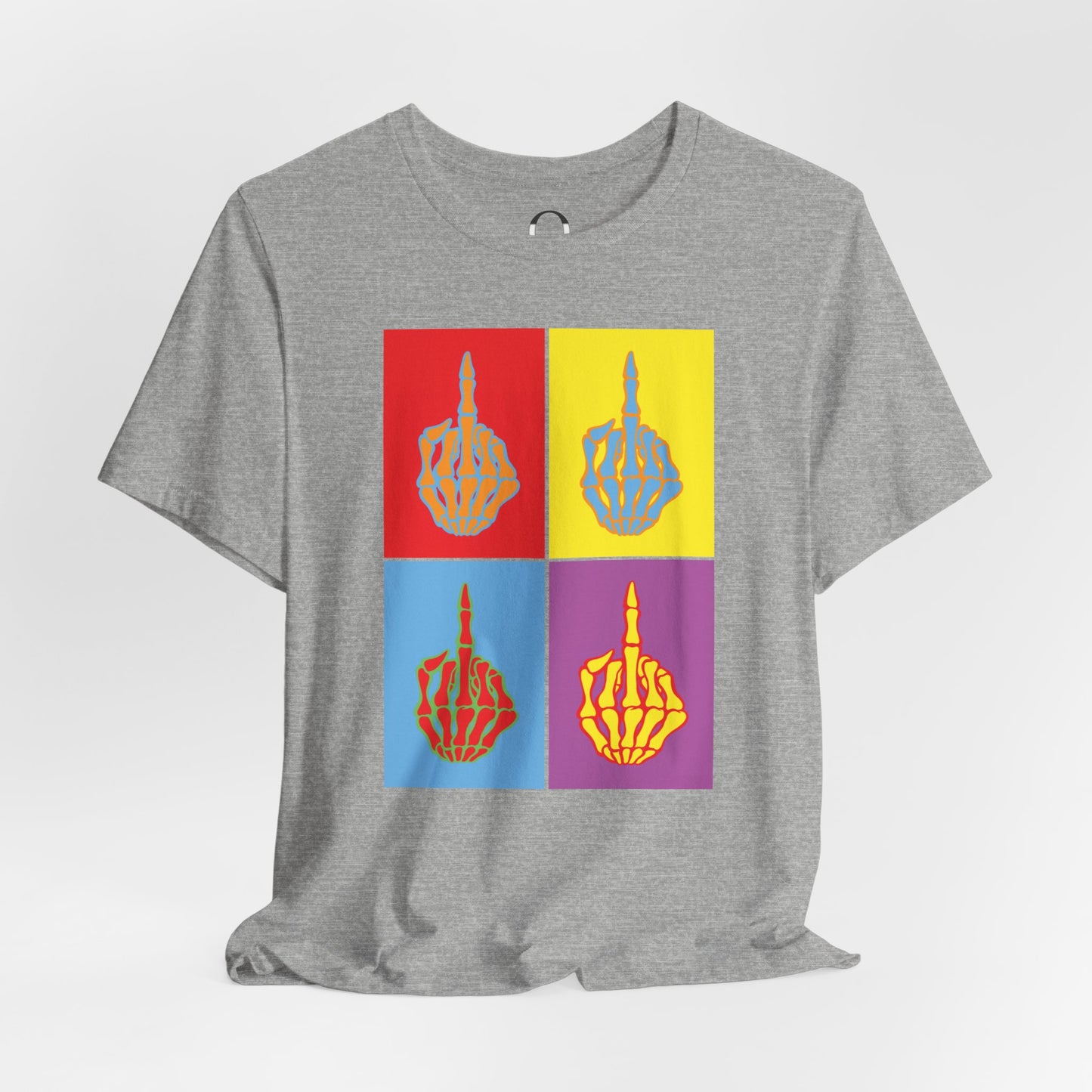 Pop Art Inspired Skeleton Hand Middle Finger Tee