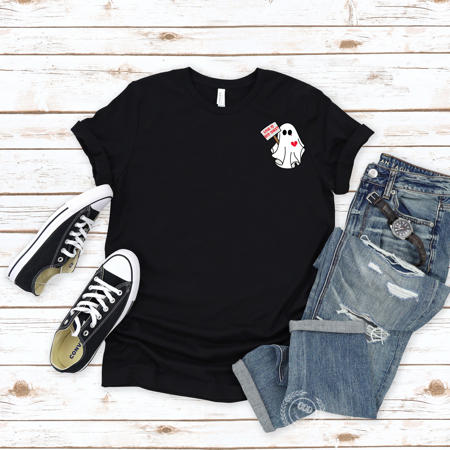 Love is Boo-Sheet Pocket Ghost Tee
