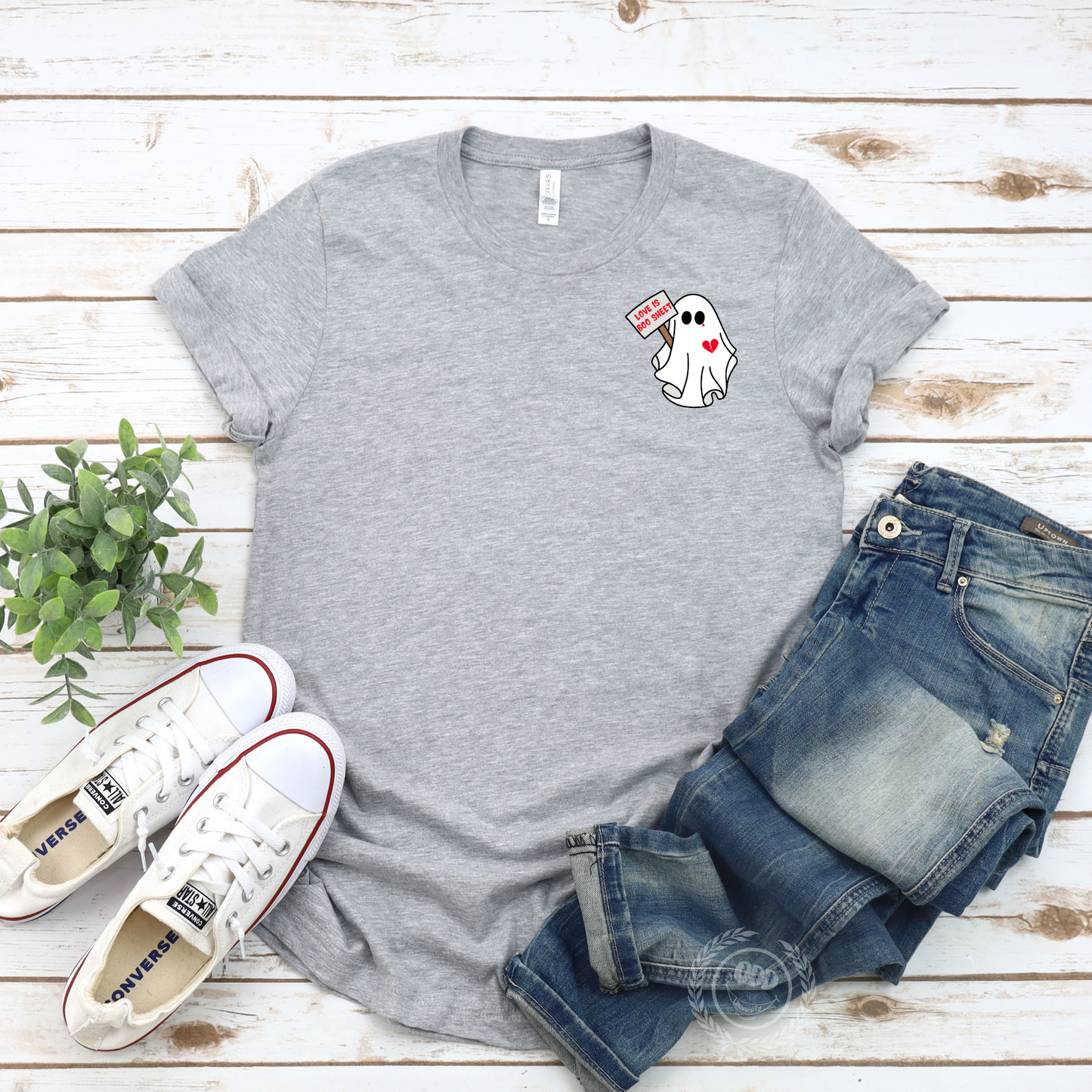 Love is Boo-Sheet Pocket Ghost Tee