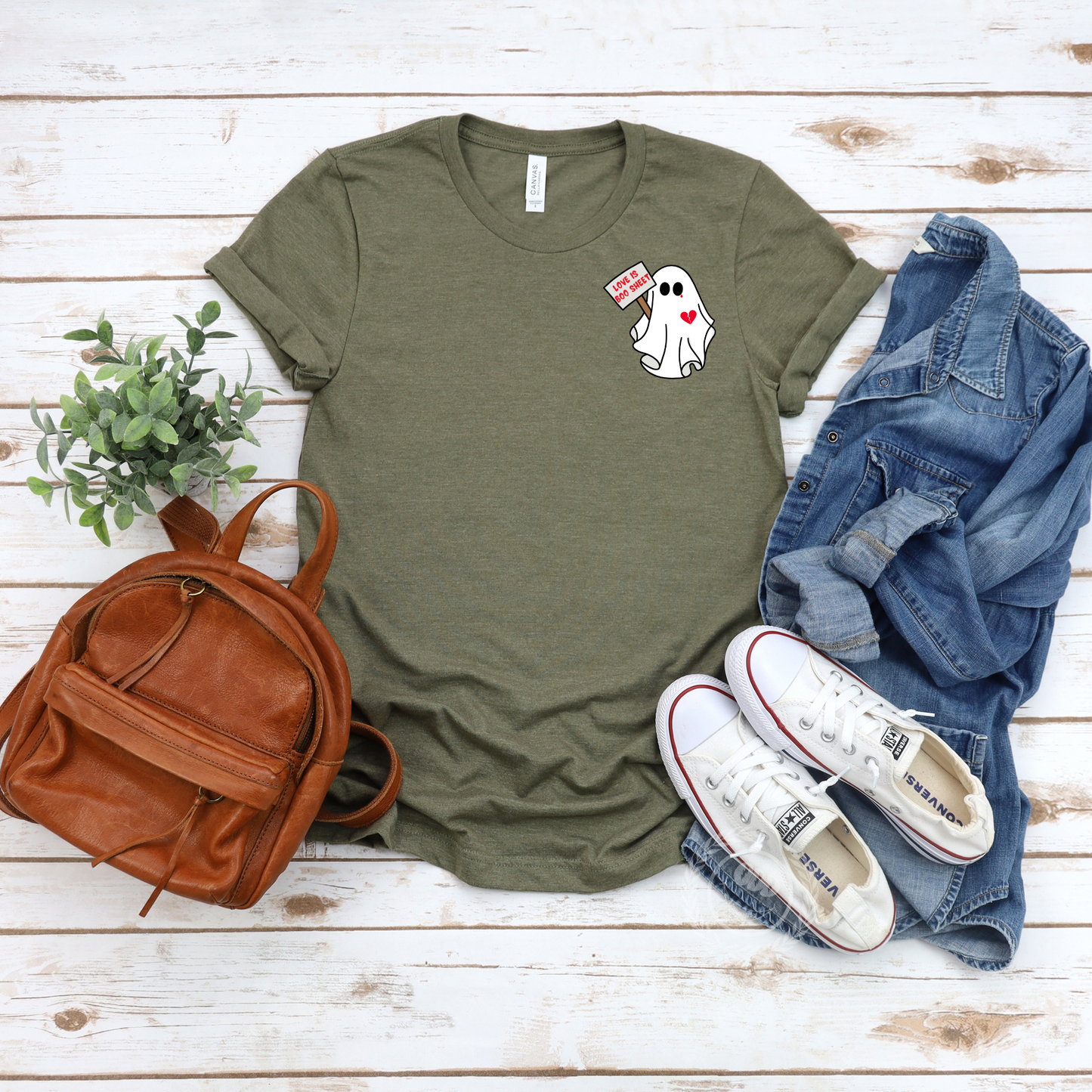 Love is Boo-Sheet Pocket Ghost Tee