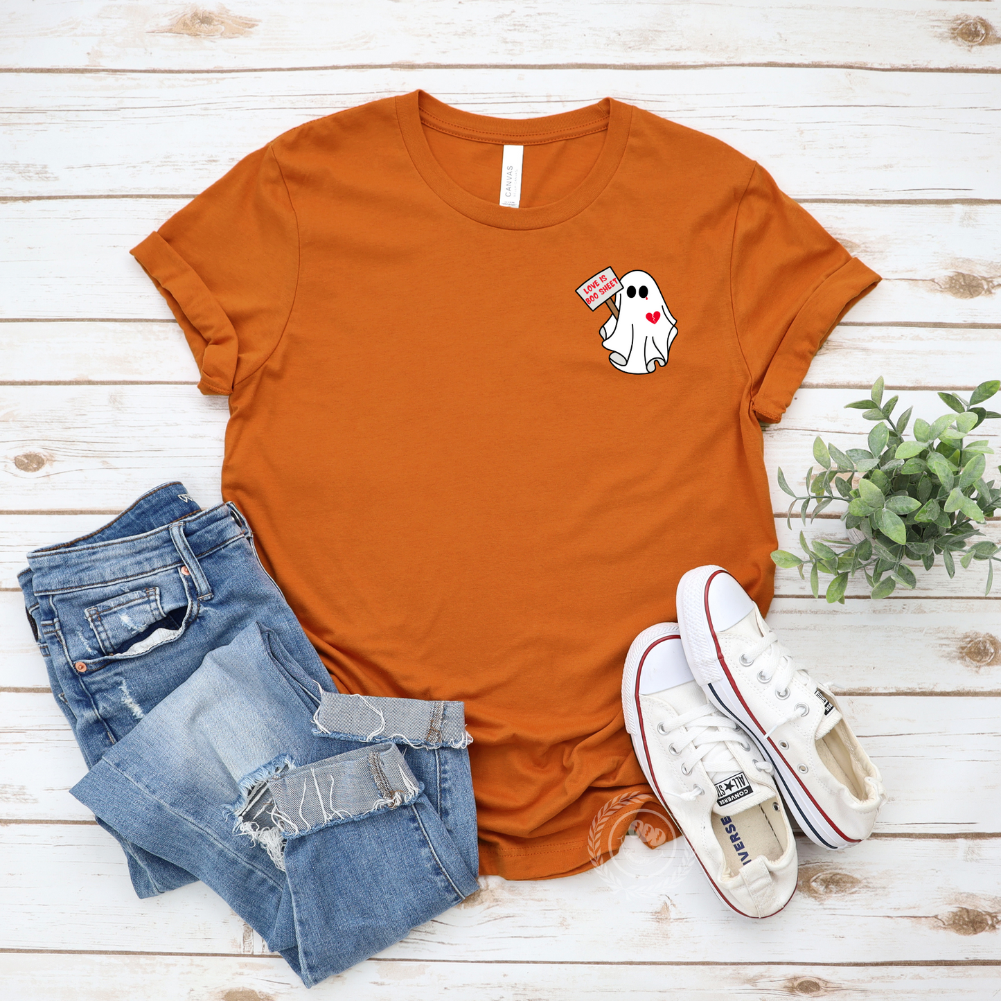 Love is Boo-Sheet Pocket Ghost Tee