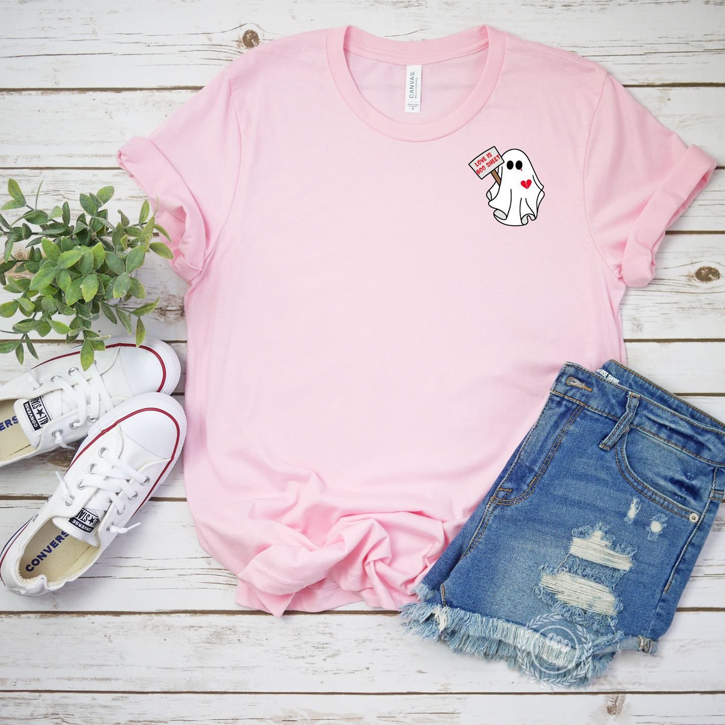 Love is Boo-Sheet Pocket Ghost Tee