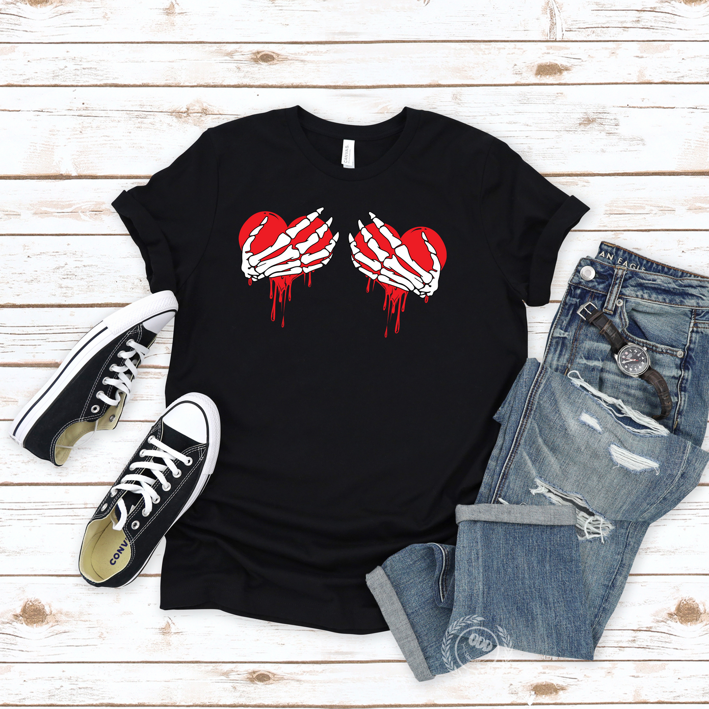 Skeleton Hands Bleeding Hearts Bra