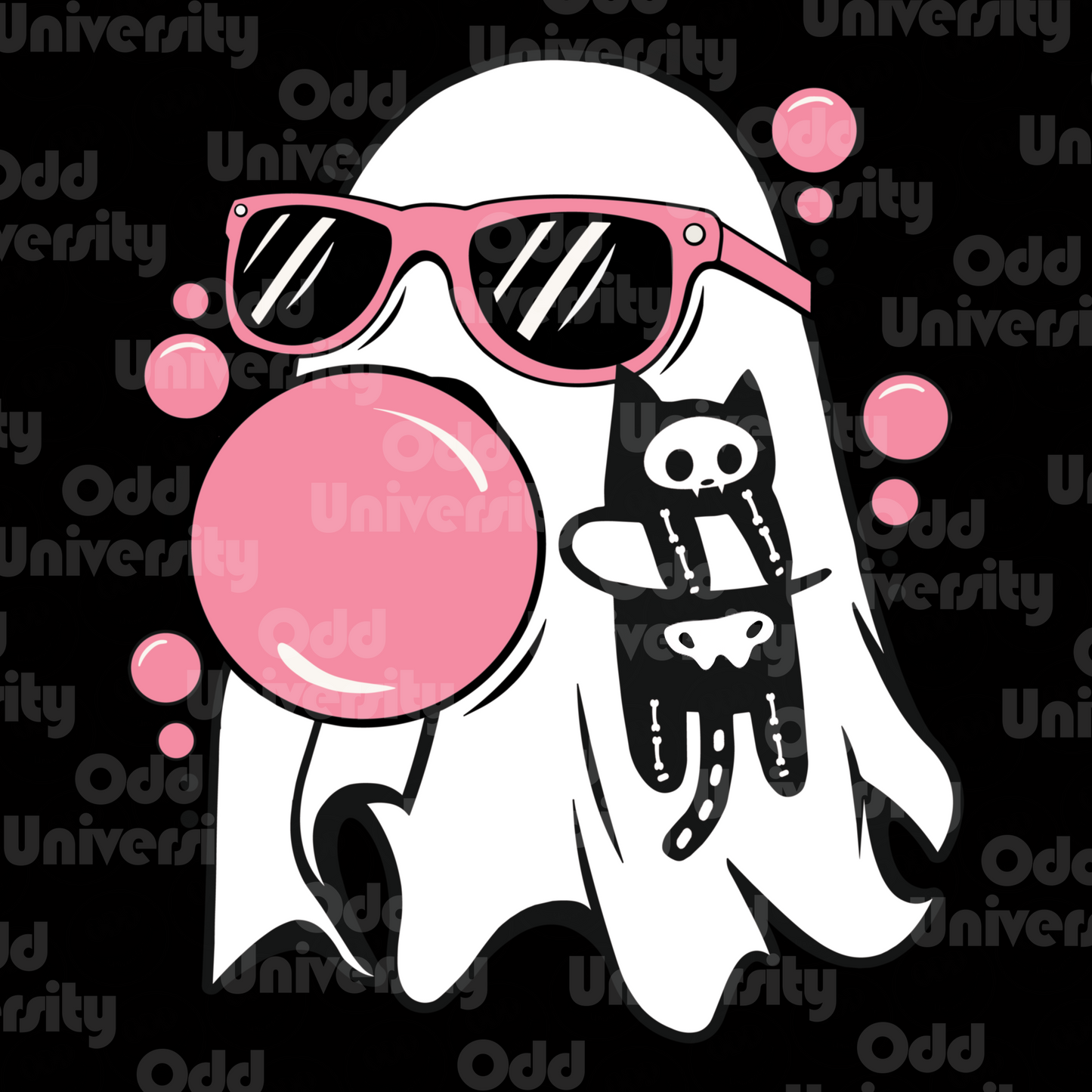 Pink Bubble Gum Ghost with Cat