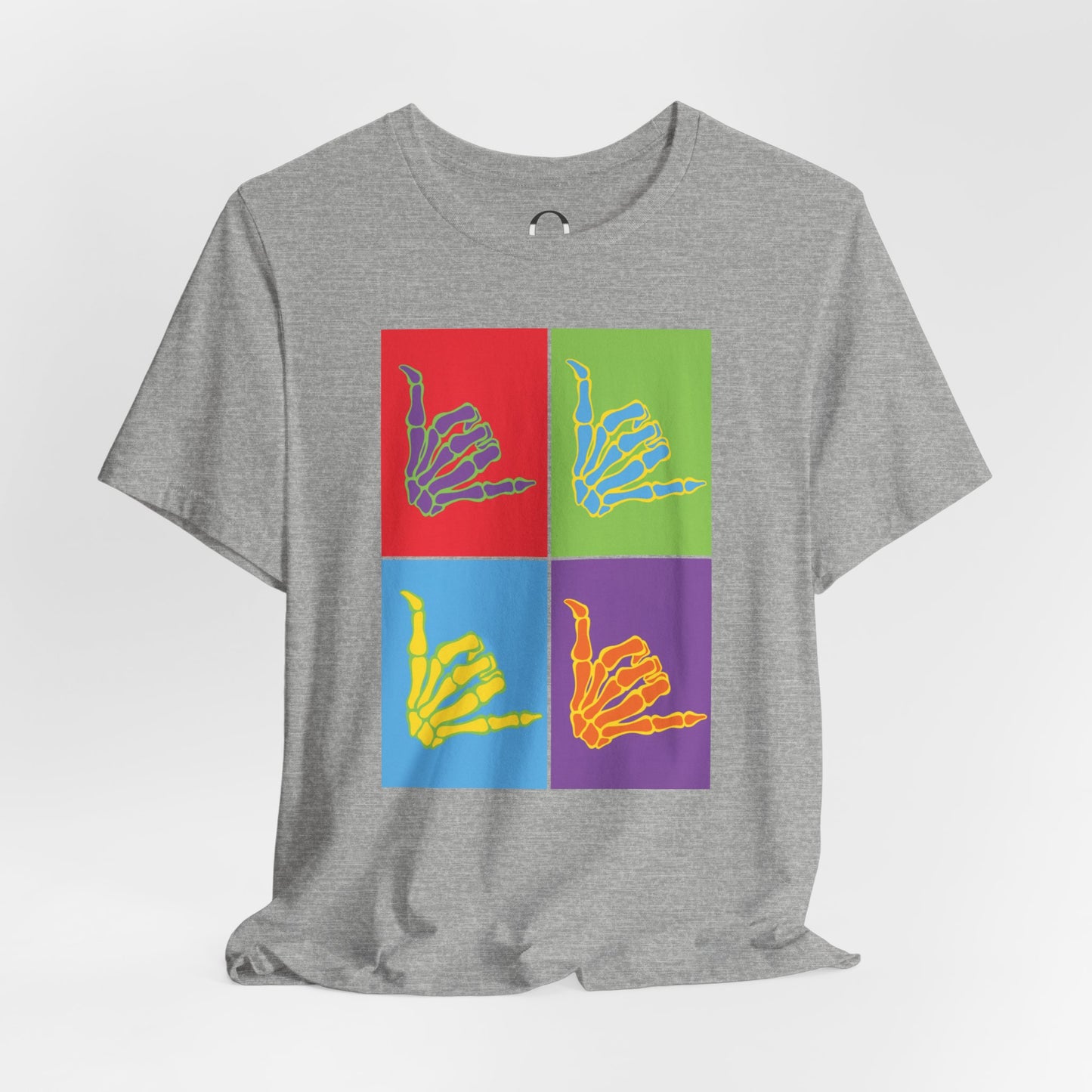 Pop Art Inspired Skeleton Hand Hang Loose Tee