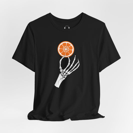 Skeleton Hand Holding An Orange Slice Tee