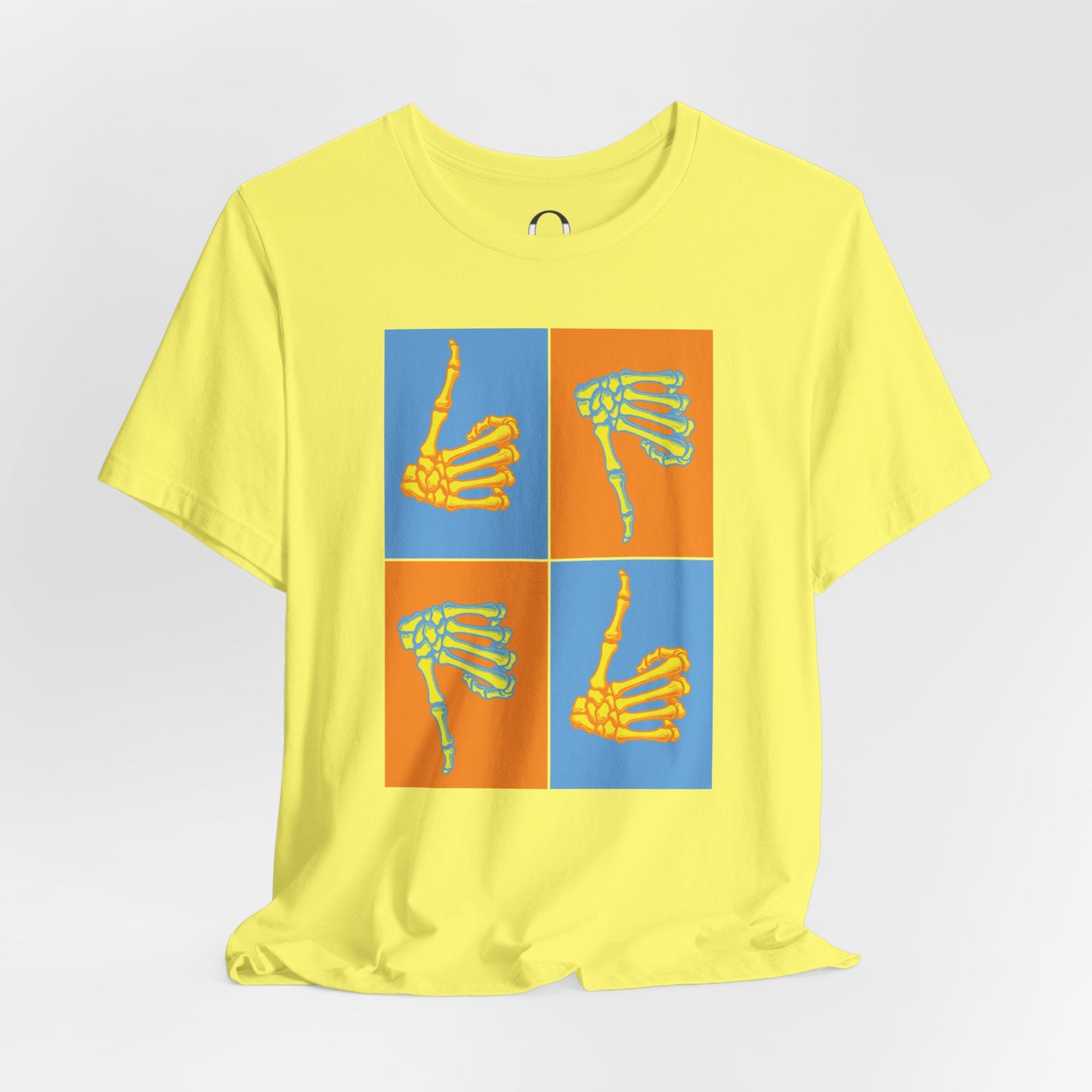 Pop Art Inspired Skeleton Hand Thumbs Up/Thumbs Down Tee