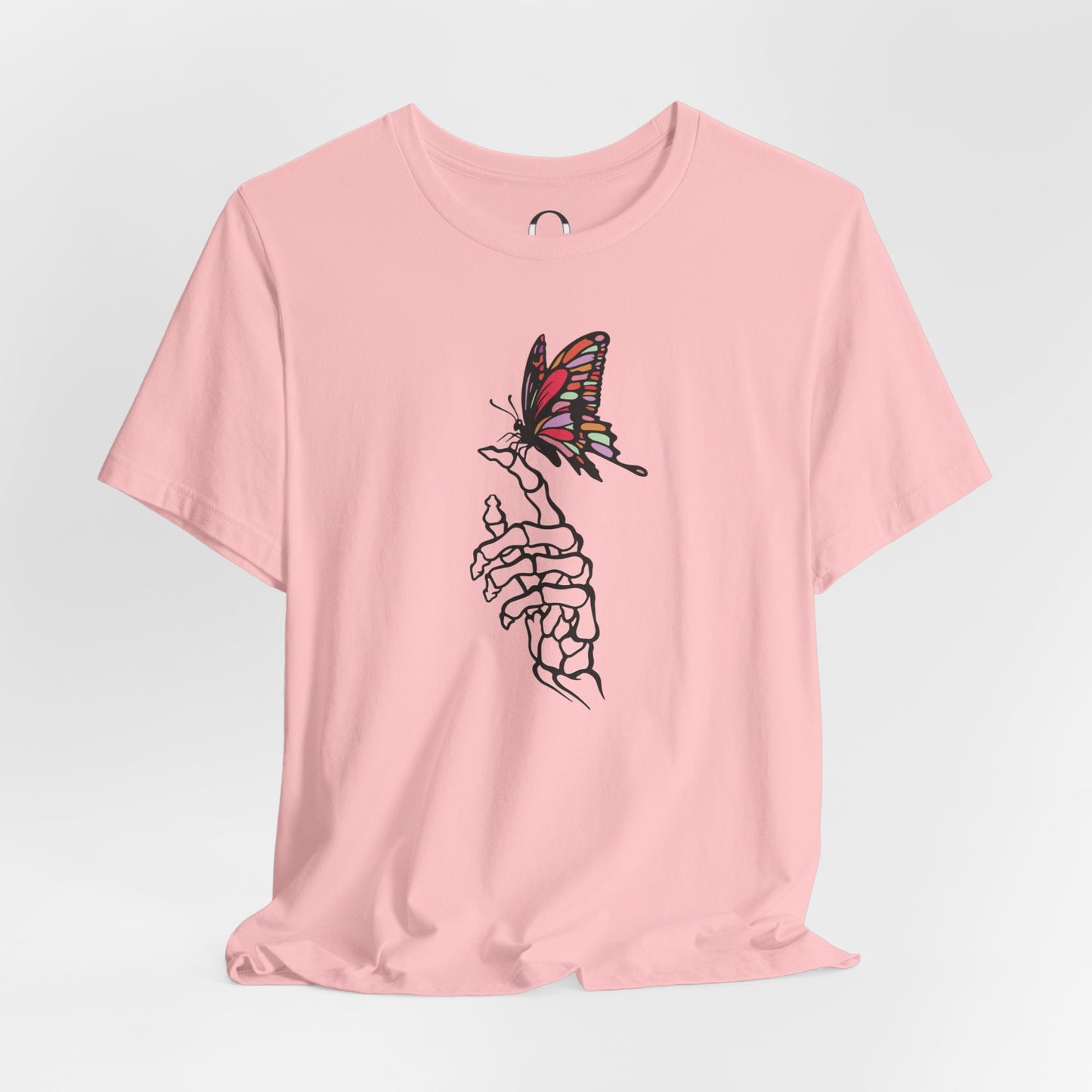 Skeleton Hand Holding Colorful Butterfly Tee