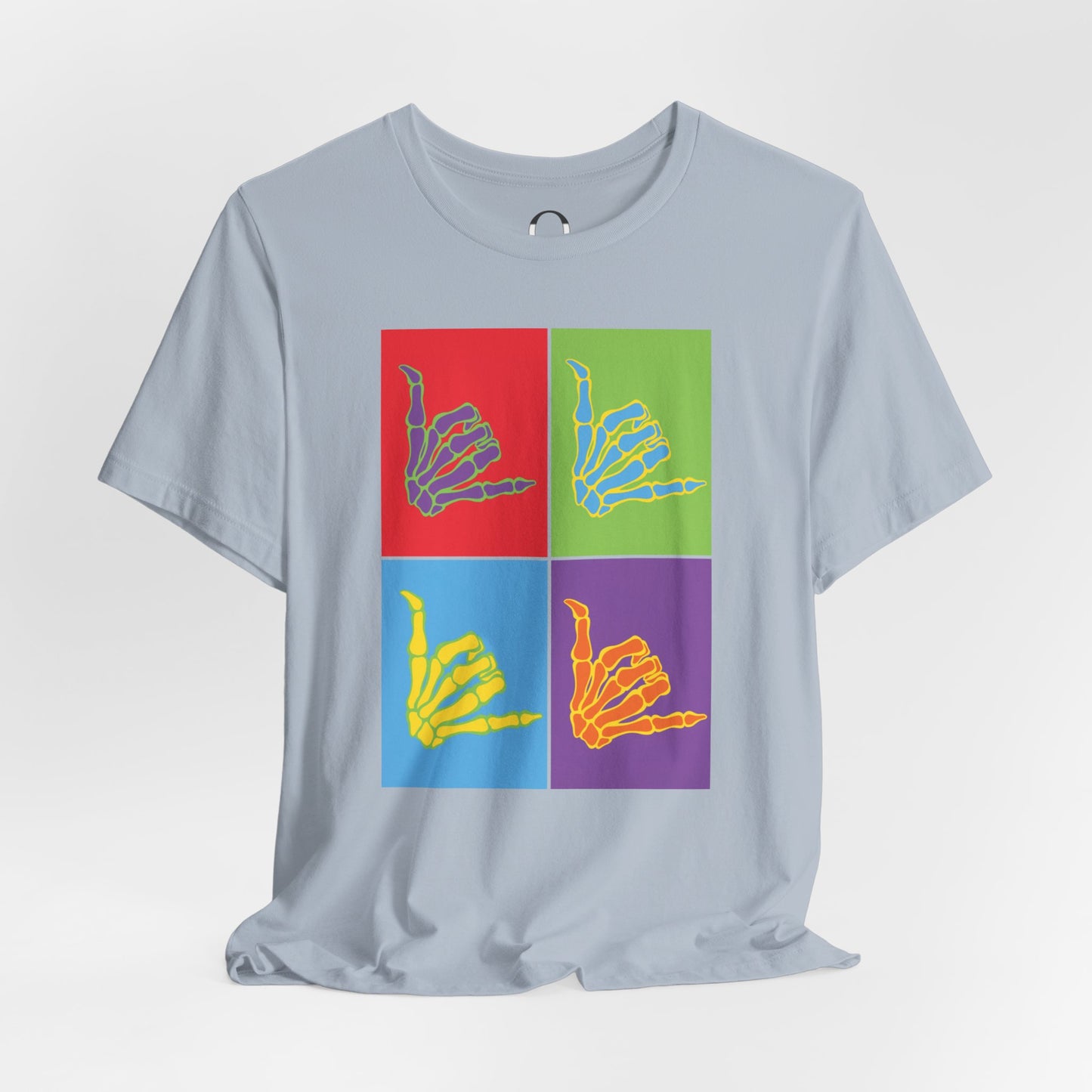 Pop Art Inspired Skeleton Hand Hang Loose Tee