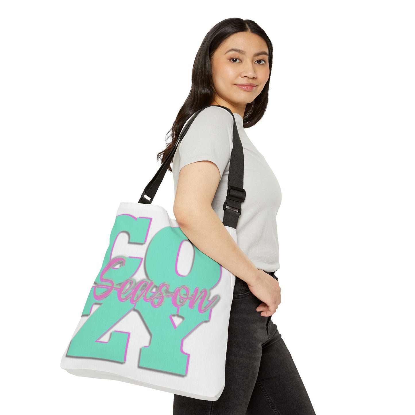 Cozy Season Adjustable Tote Bag (AOP), White