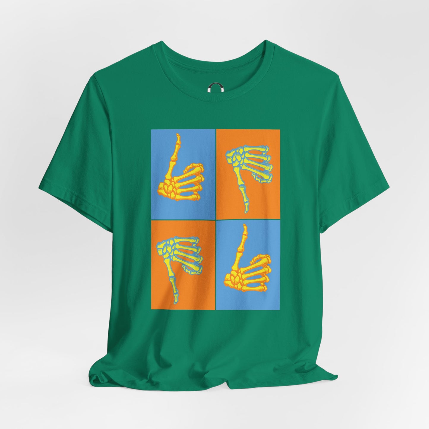 Pop Art Inspired Skeleton Hand Thumbs Up/Thumbs Down Tee