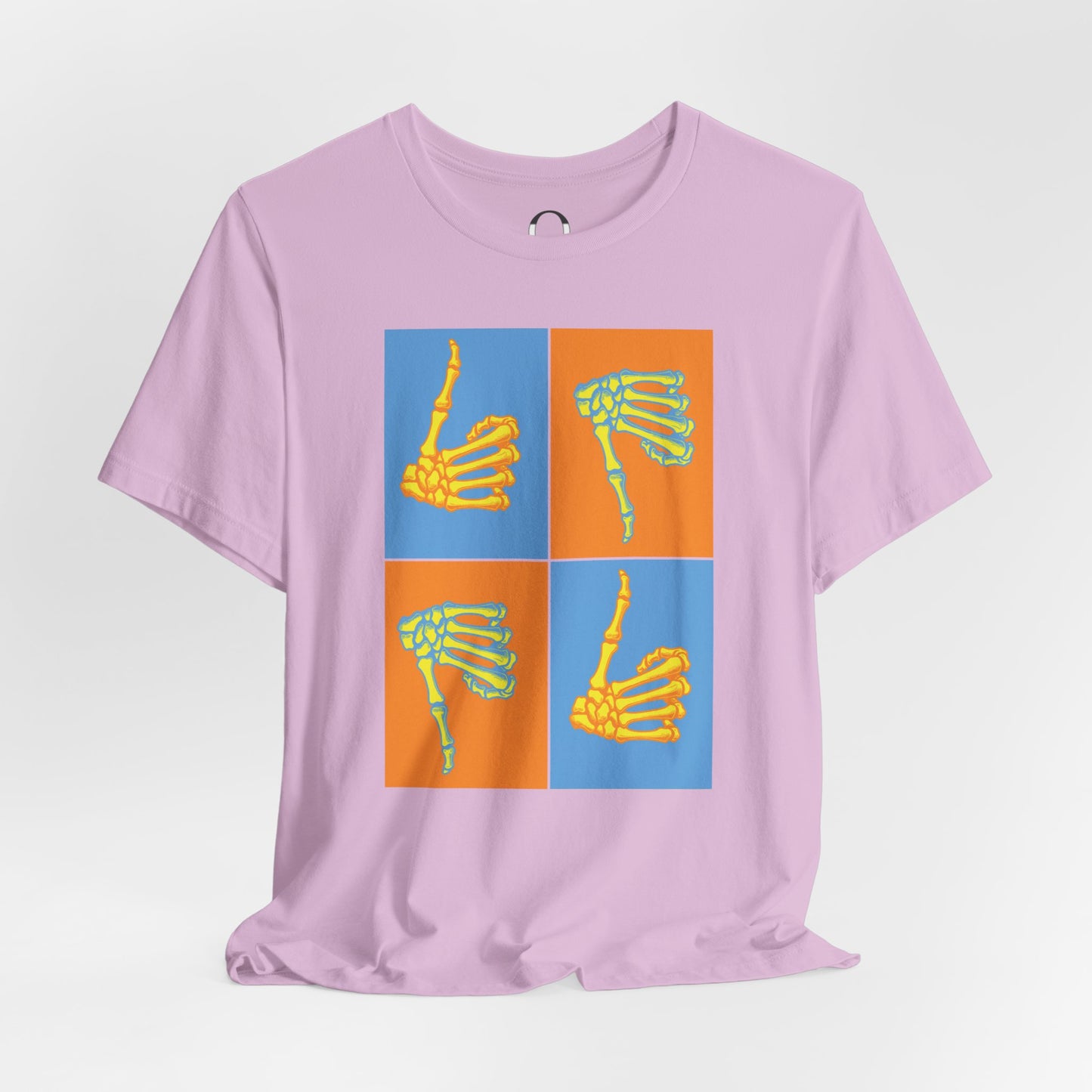 Pop Art Inspired Skeleton Hand Thumbs Up/Thumbs Down Tee