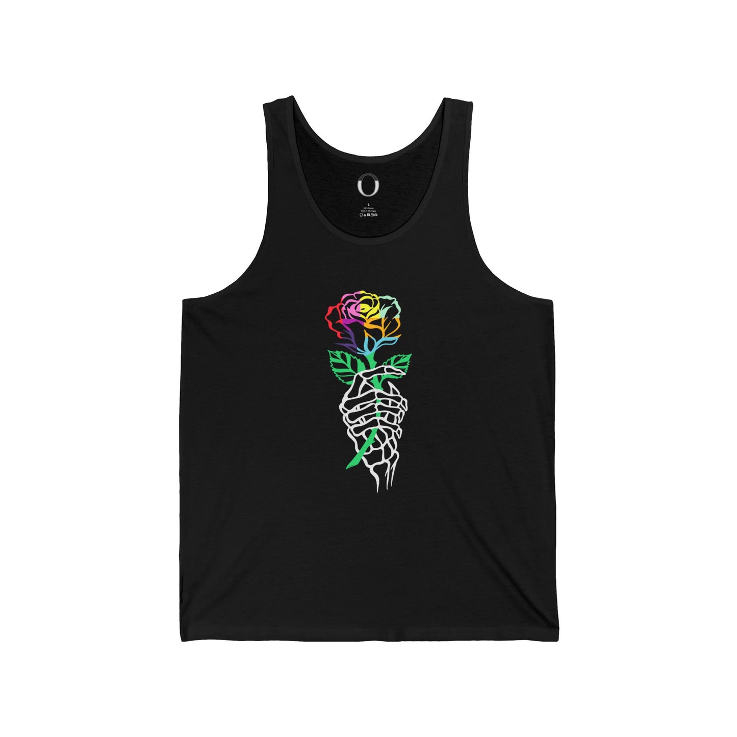 Skeleton Hand Holding Colorful Rose Tank