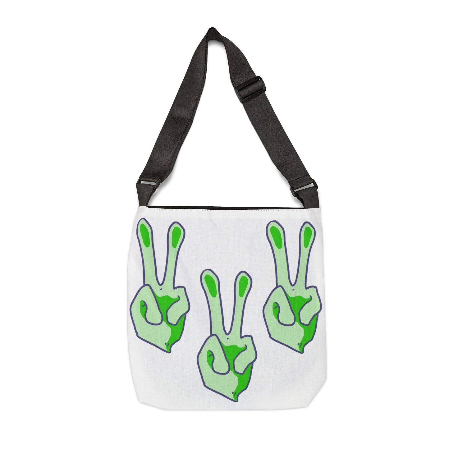 Peace Sign - Alien Adjustable Tote Bag (AOP), White