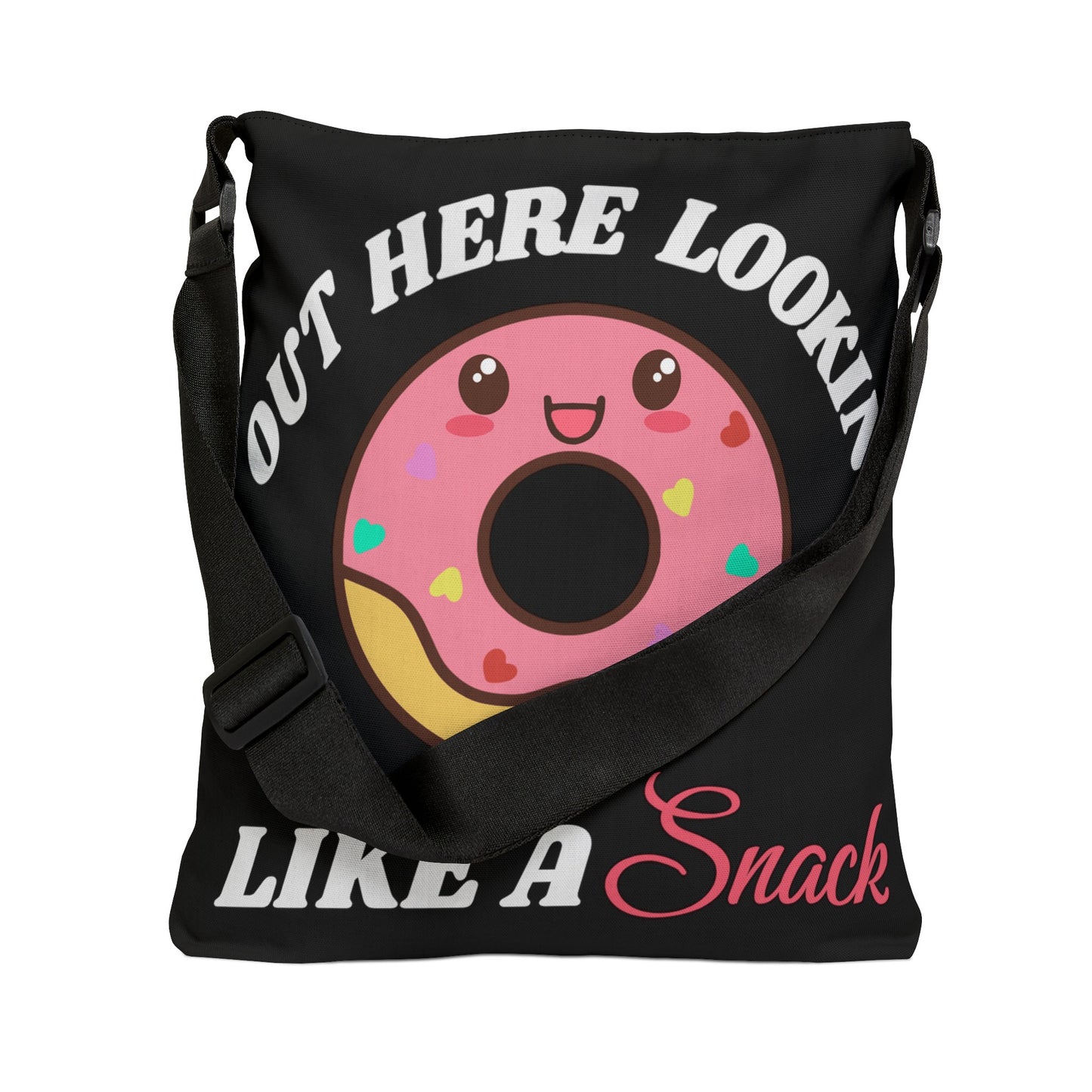 Out Here Lookin' Like A Snack - Donut Adjustable Tote Bag (AOP), Black