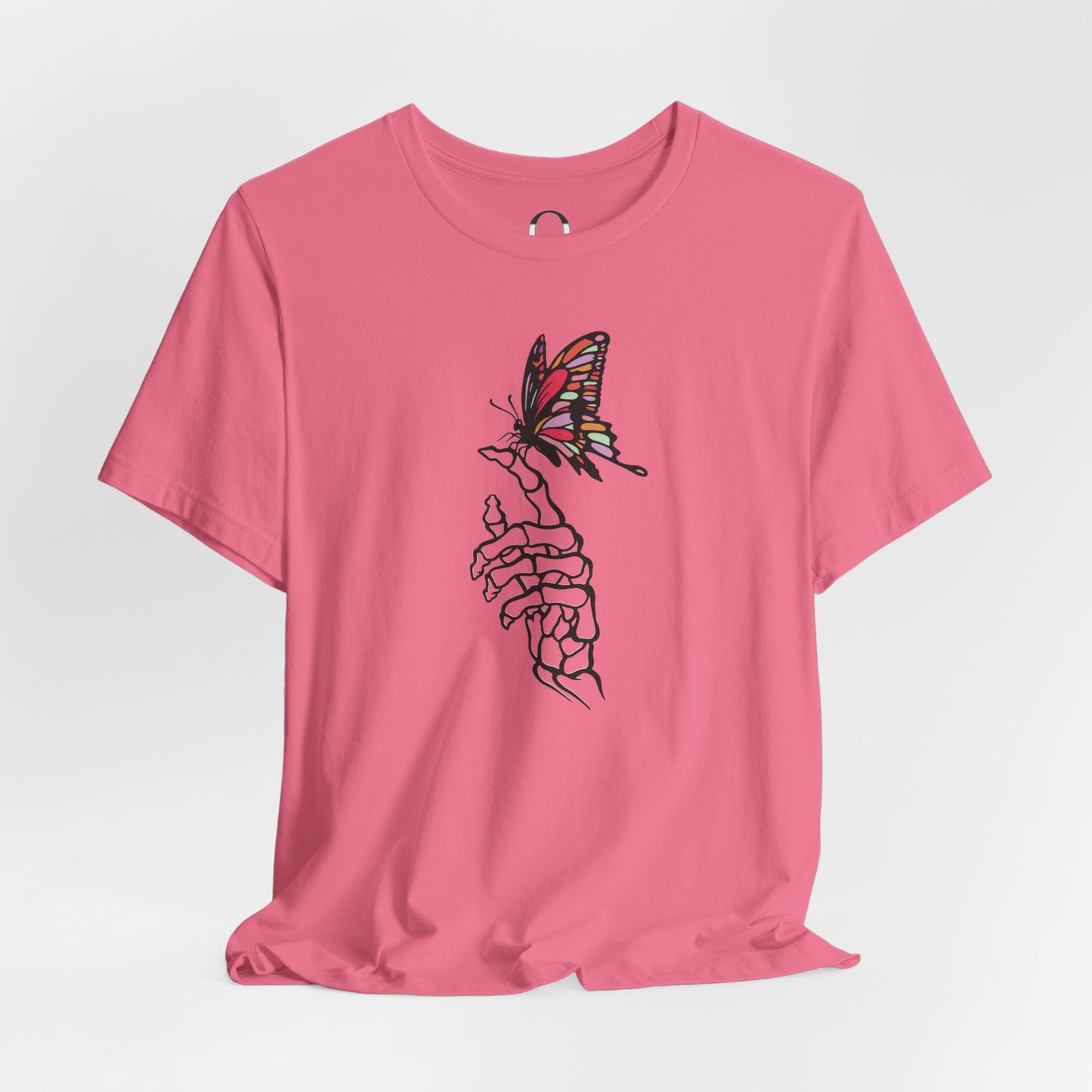 Skeleton Hand Holding Colorful Butterfly Tee