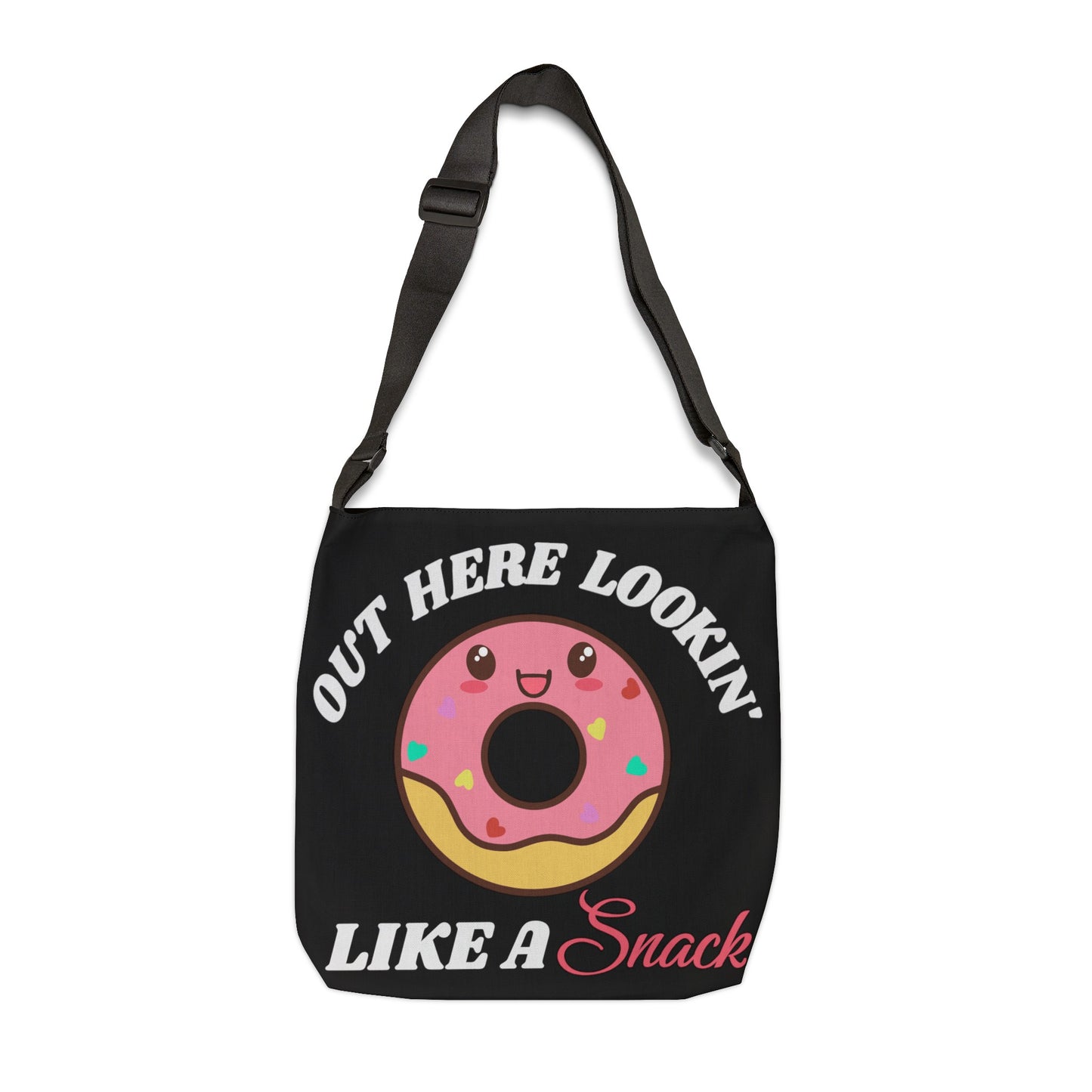 Out Here Lookin' Like A Snack - Donut Adjustable Tote Bag (AOP), Black