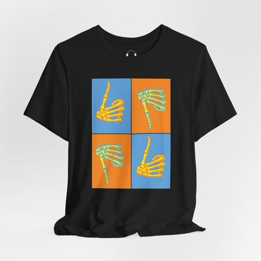 Pop Art Inspired Skeleton Hand Thumbs Up/Thumbs Down Tee