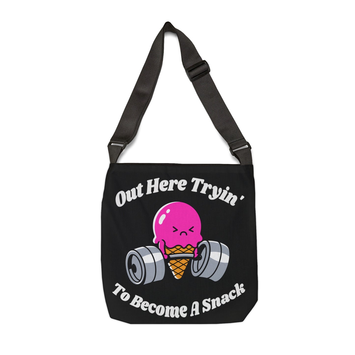 Out Here Trying To Become A Snack - Ice cream Adjustable Tote Bag (AOP), Black