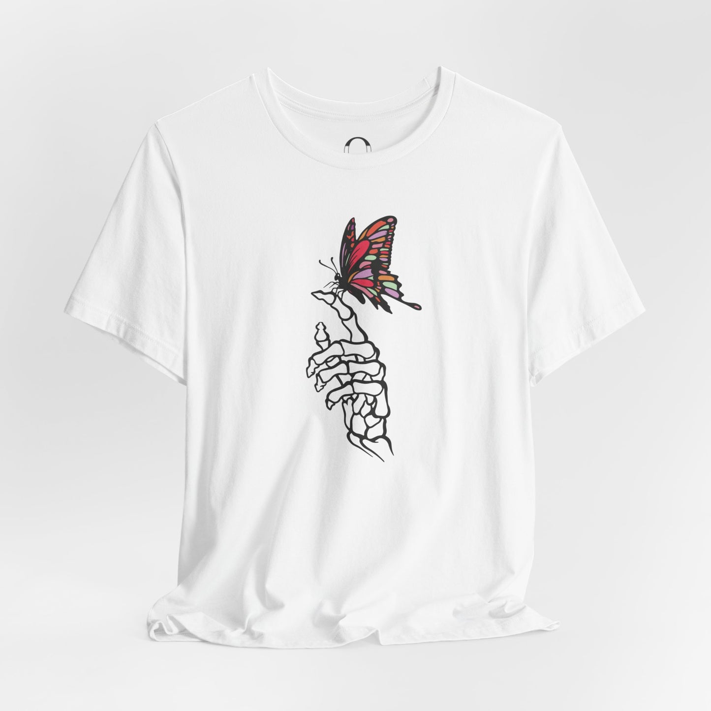 Skeleton Hand Holding Colorful Butterfly Tee