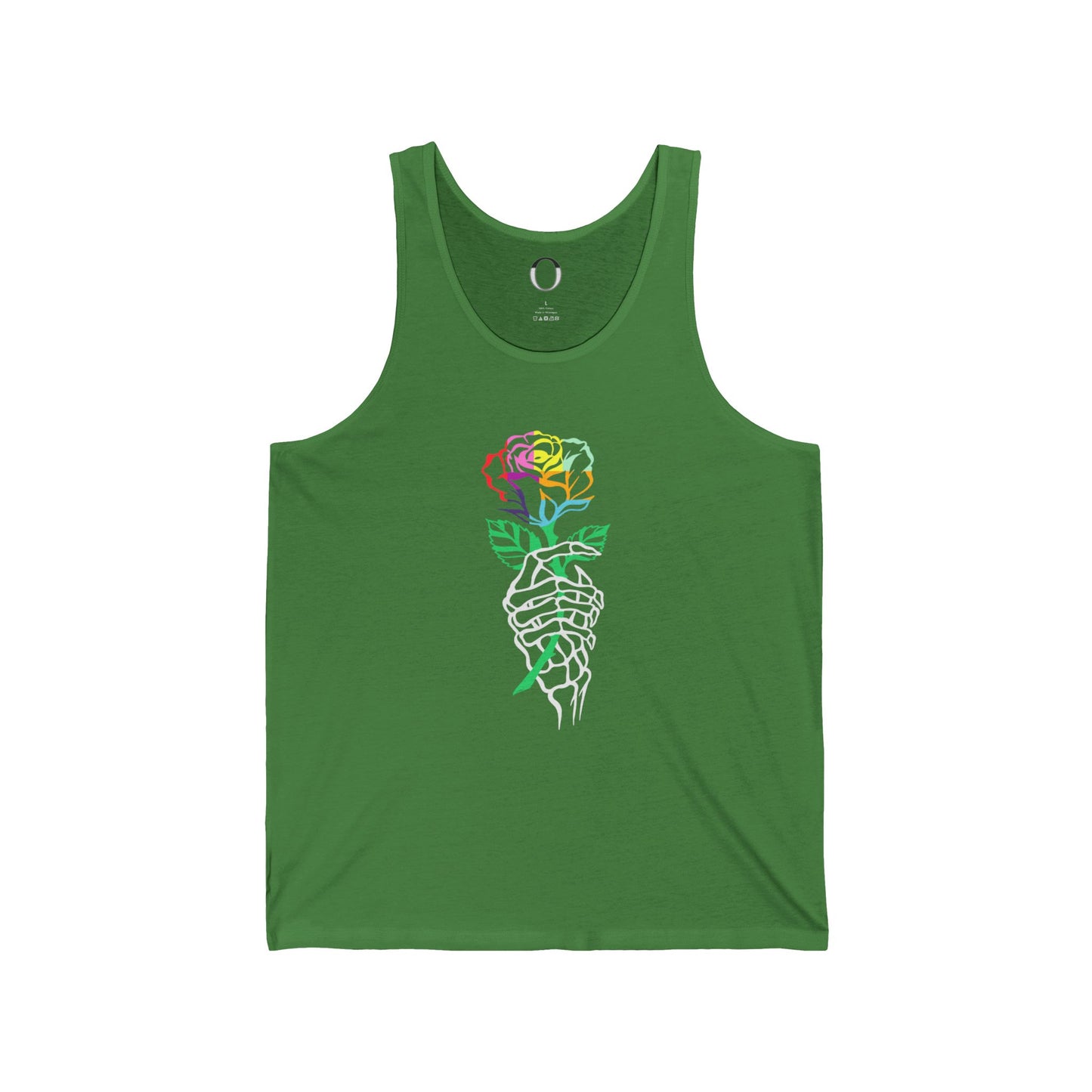 Skeleton Hand Holding Colorful Rose Tank