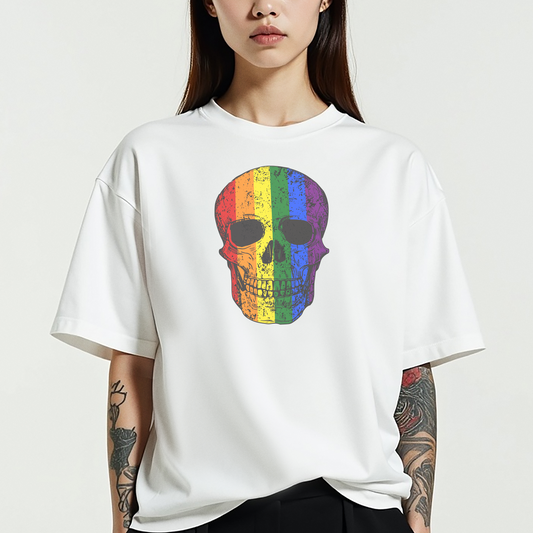 Distressed Rainbow Skull Tee