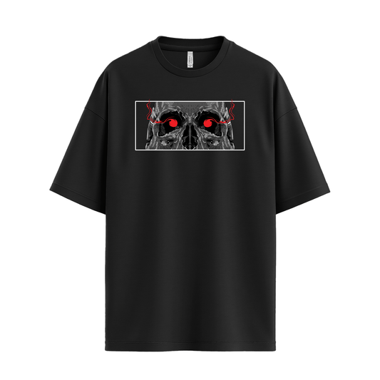Flaming Red Skull Eyes Tee
