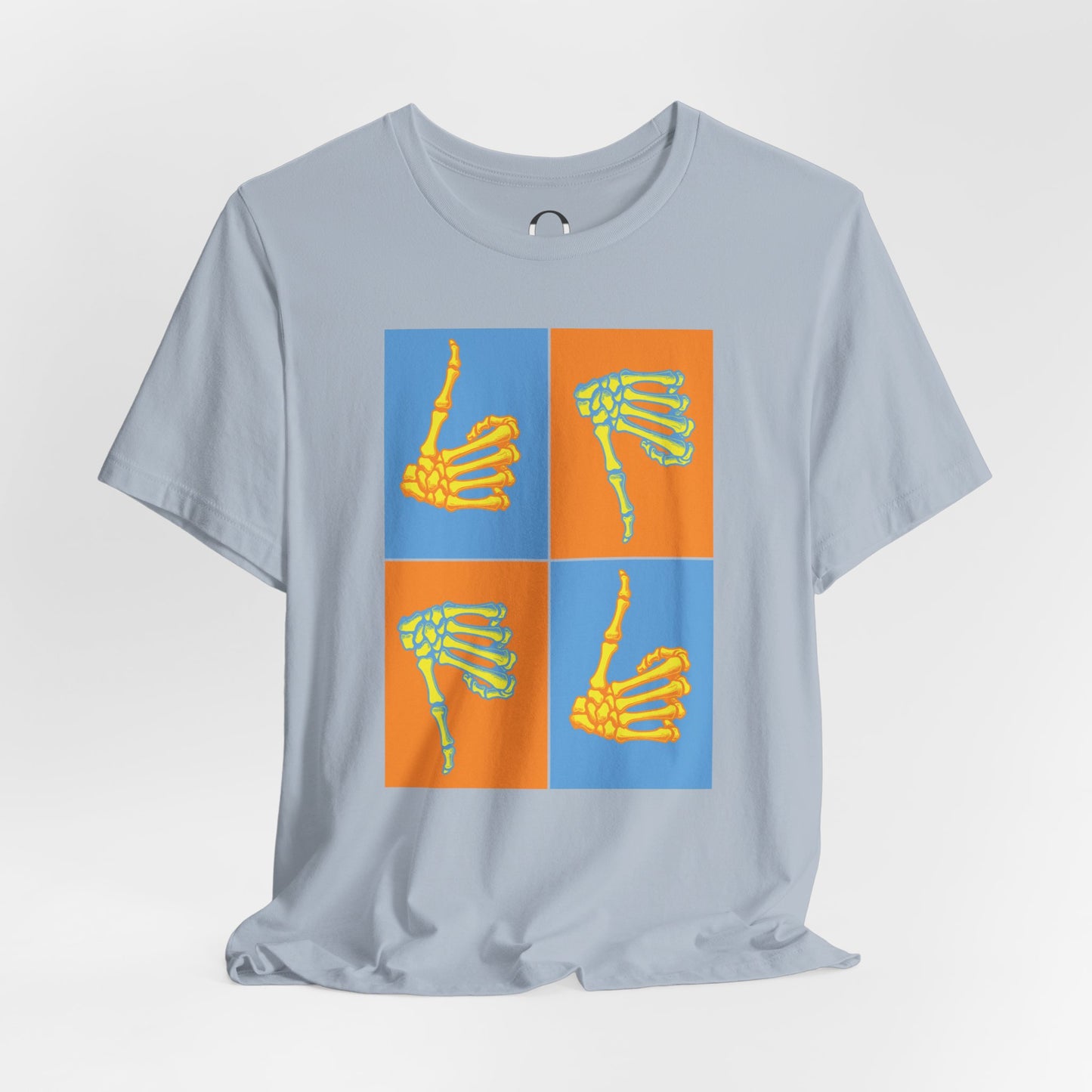 Pop Art Inspired Skeleton Hand Thumbs Up/Thumbs Down Tee