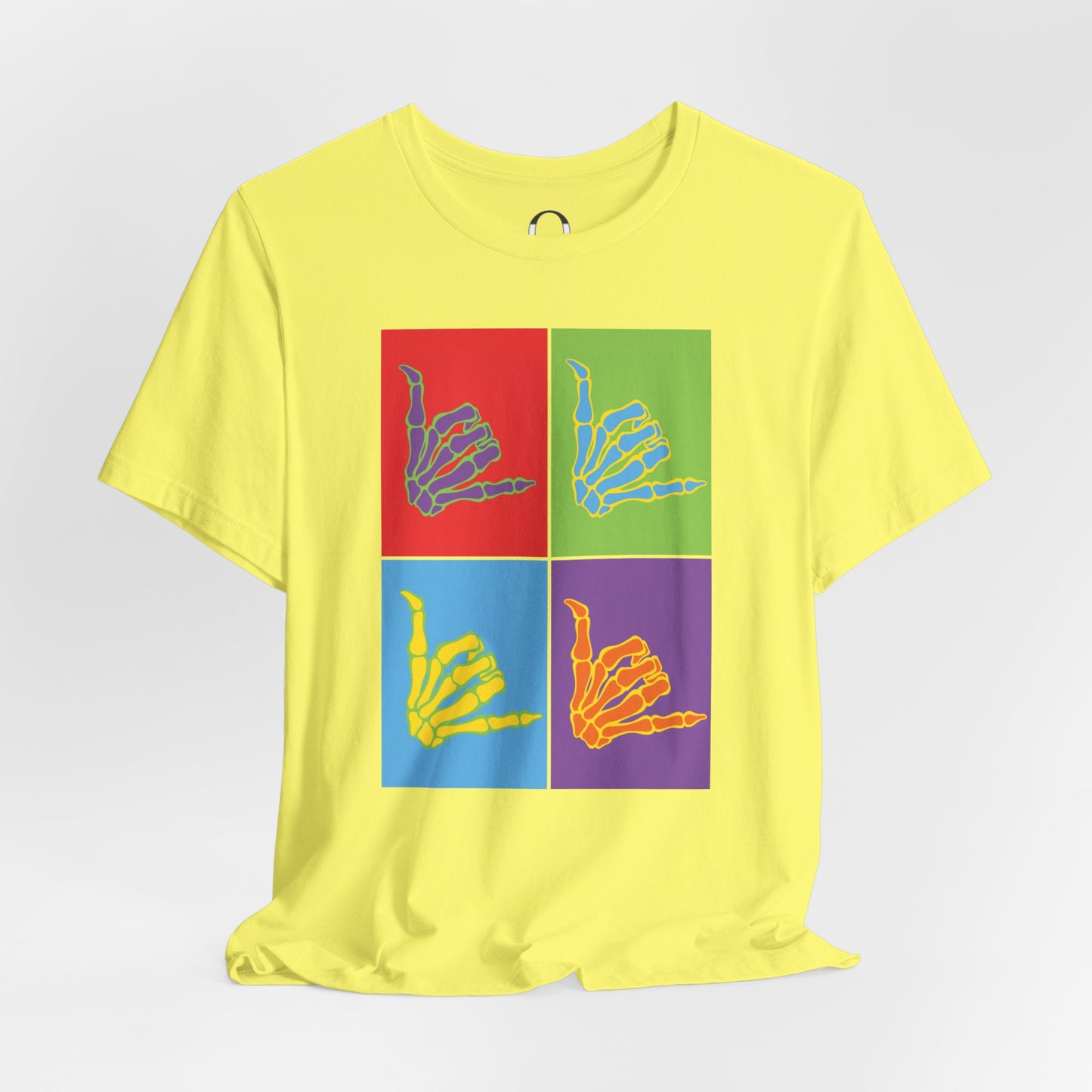 Pop Art Inspired Skeleton Hand Hang Loose Tee