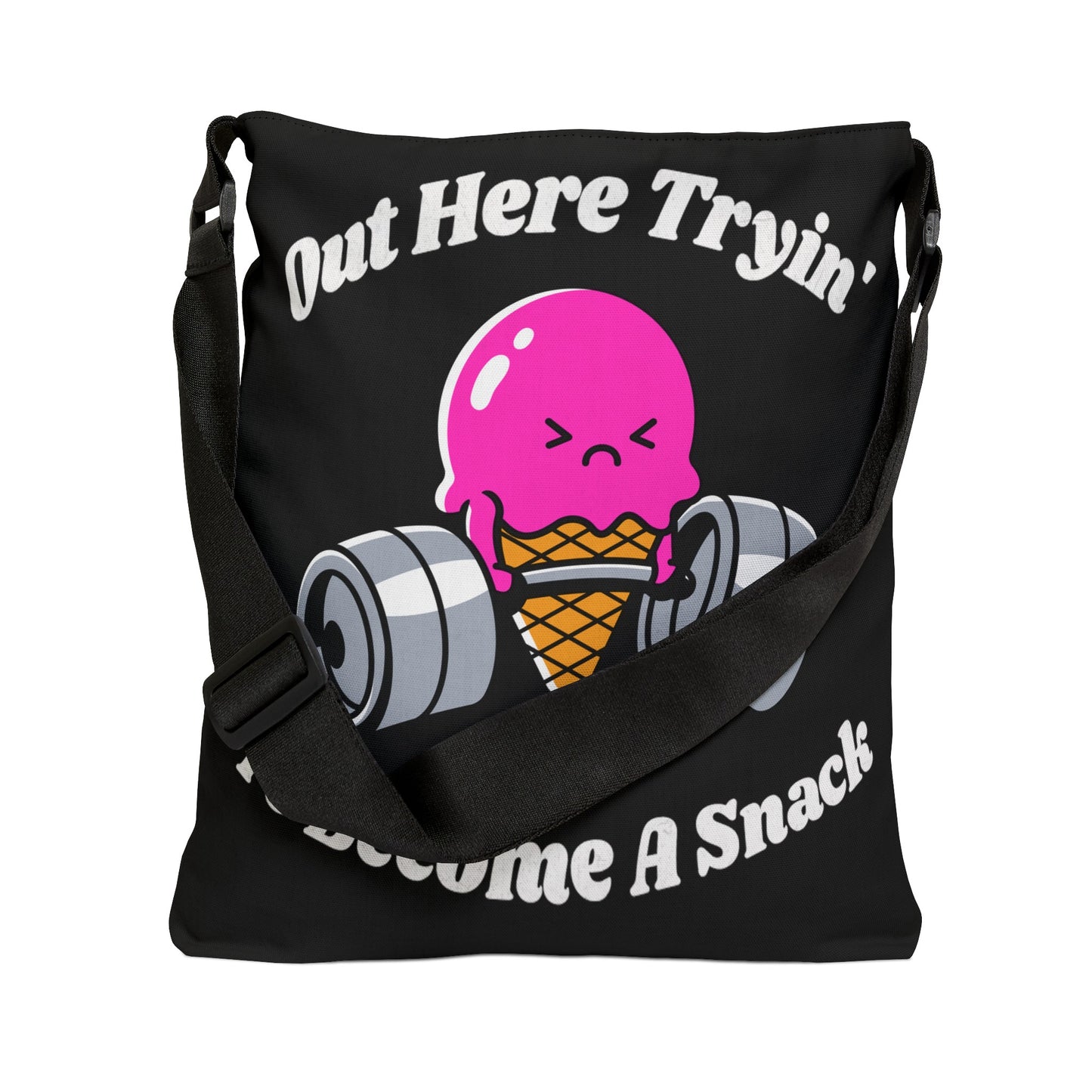 Out Here Trying To Become A Snack - Ice cream Adjustable Tote Bag (AOP), Black