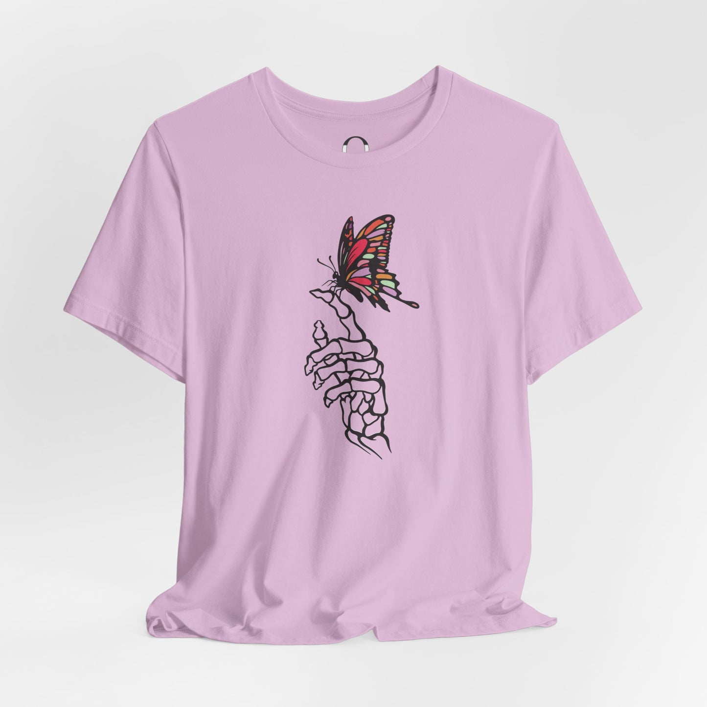 Skeleton Hand Holding Colorful Butterfly Tee