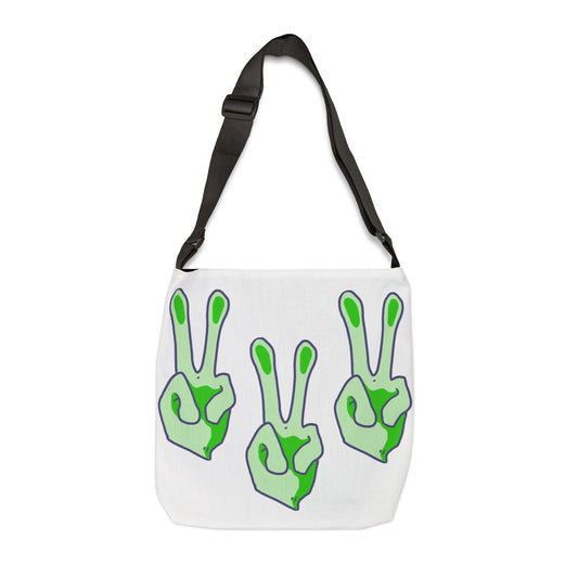 Peace Sign - Alien Adjustable Tote Bag (AOP), White