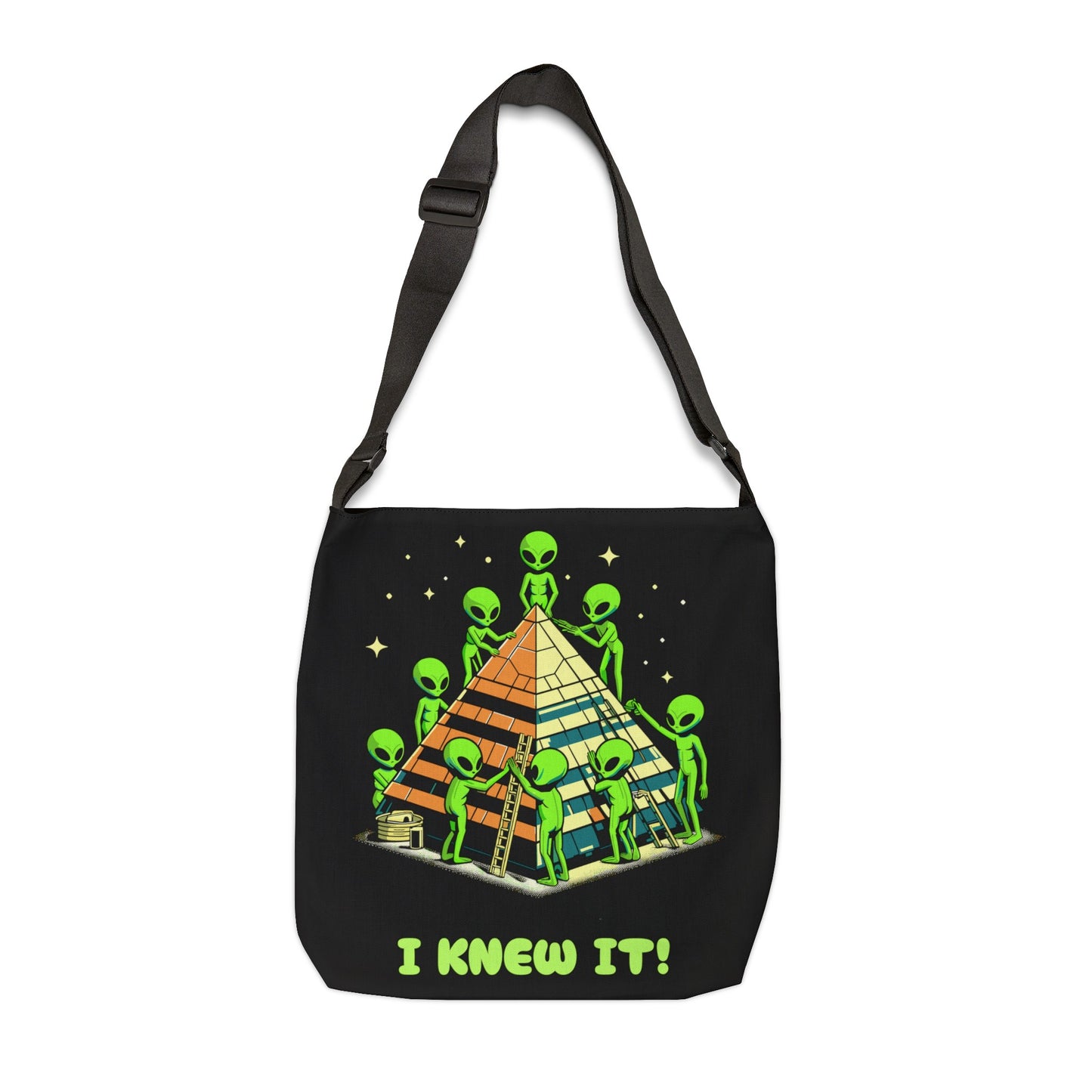 I Knew It! - Alien Adjustable Tote Bag (AOP), Black