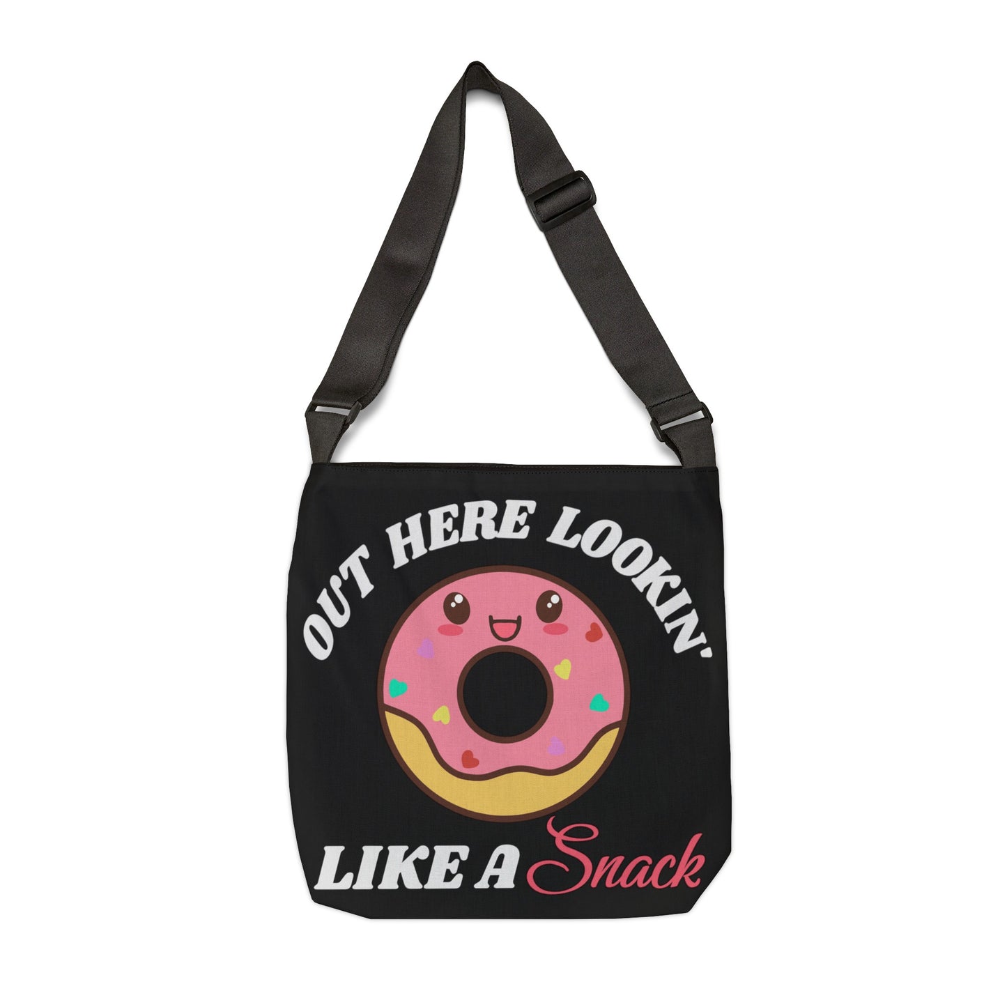 Out Here Lookin' Like A Snack - Donut Adjustable Tote Bag (AOP), Black