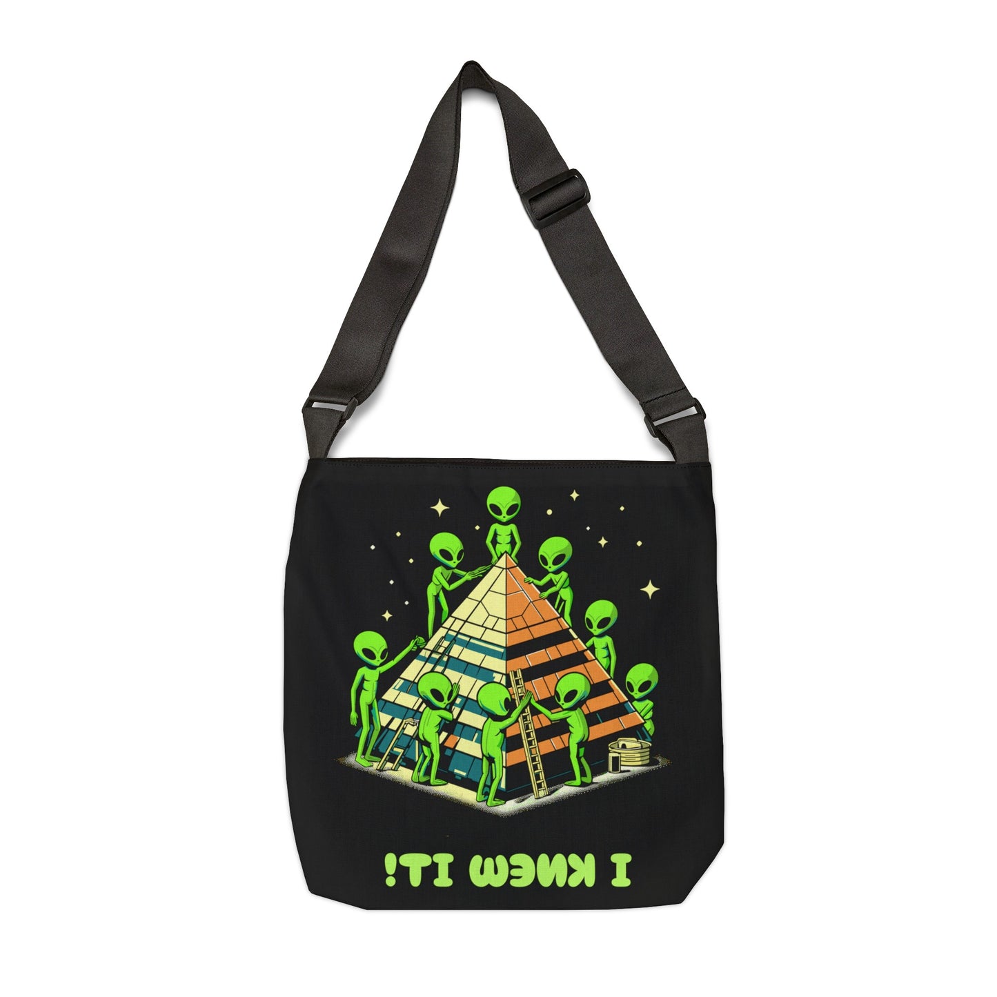 I Knew It! - Alien Adjustable Tote Bag (AOP), Black