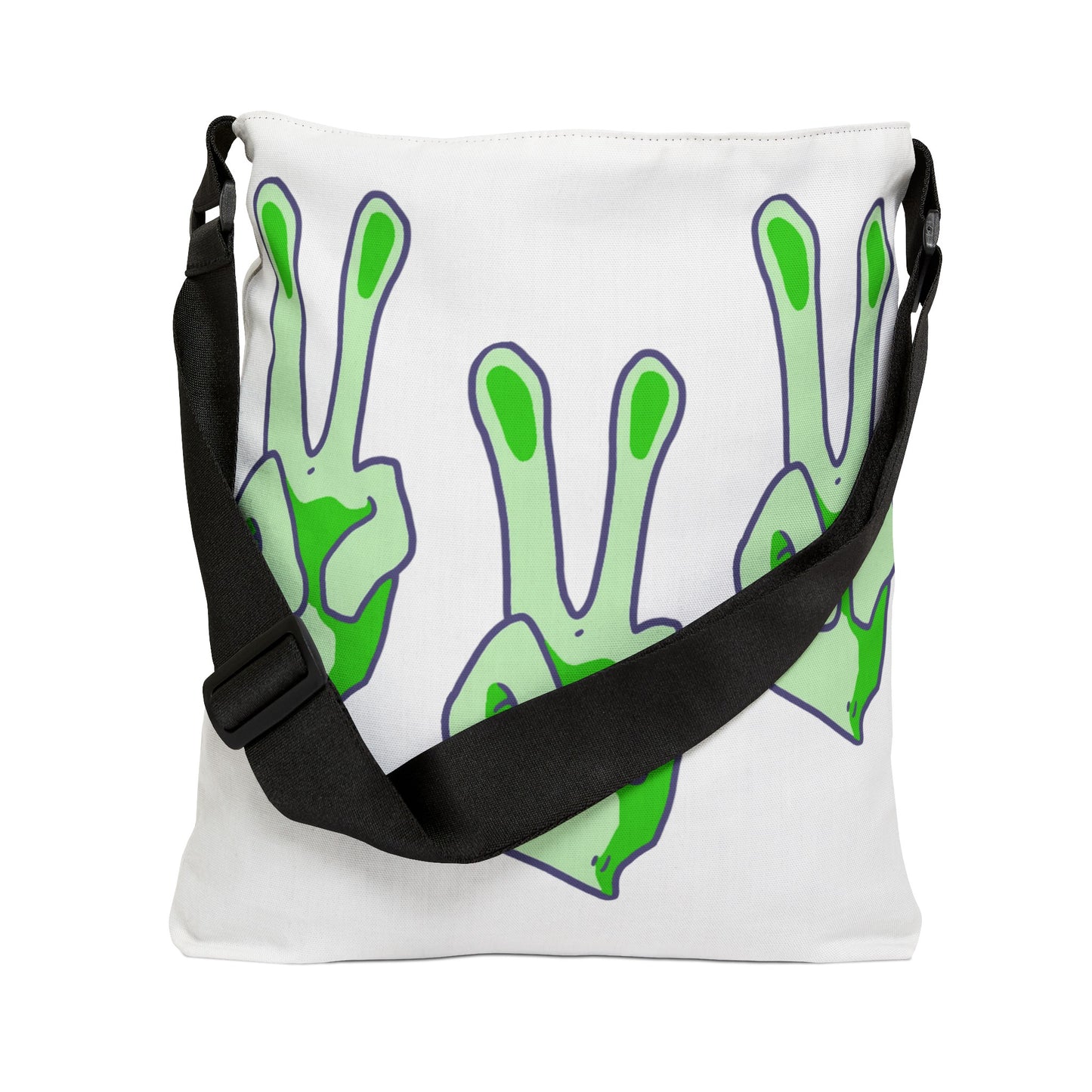 Peace Sign - Alien Adjustable Tote Bag (AOP), White