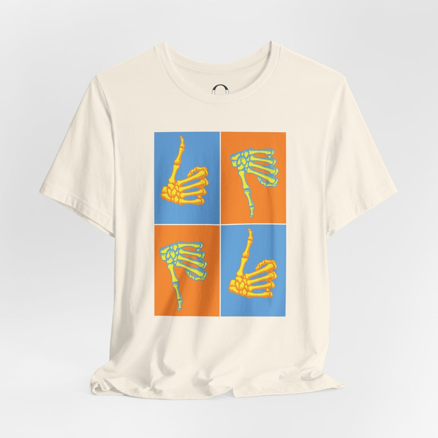 Pop Art Inspired Skeleton Hand Thumbs Up/Thumbs Down Tee