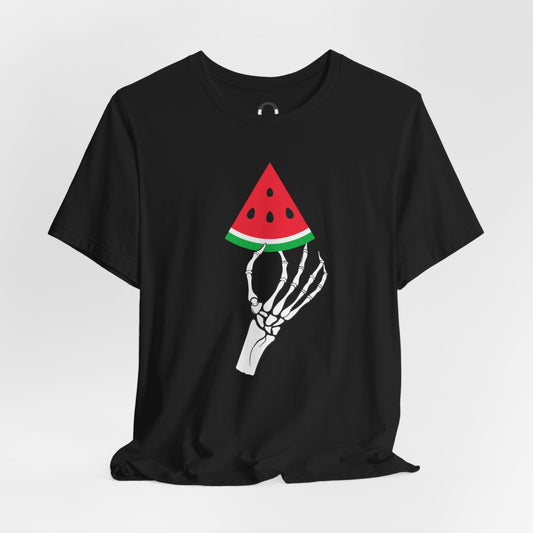 Skeleton Hand Holding A Watermelon Slice Tee