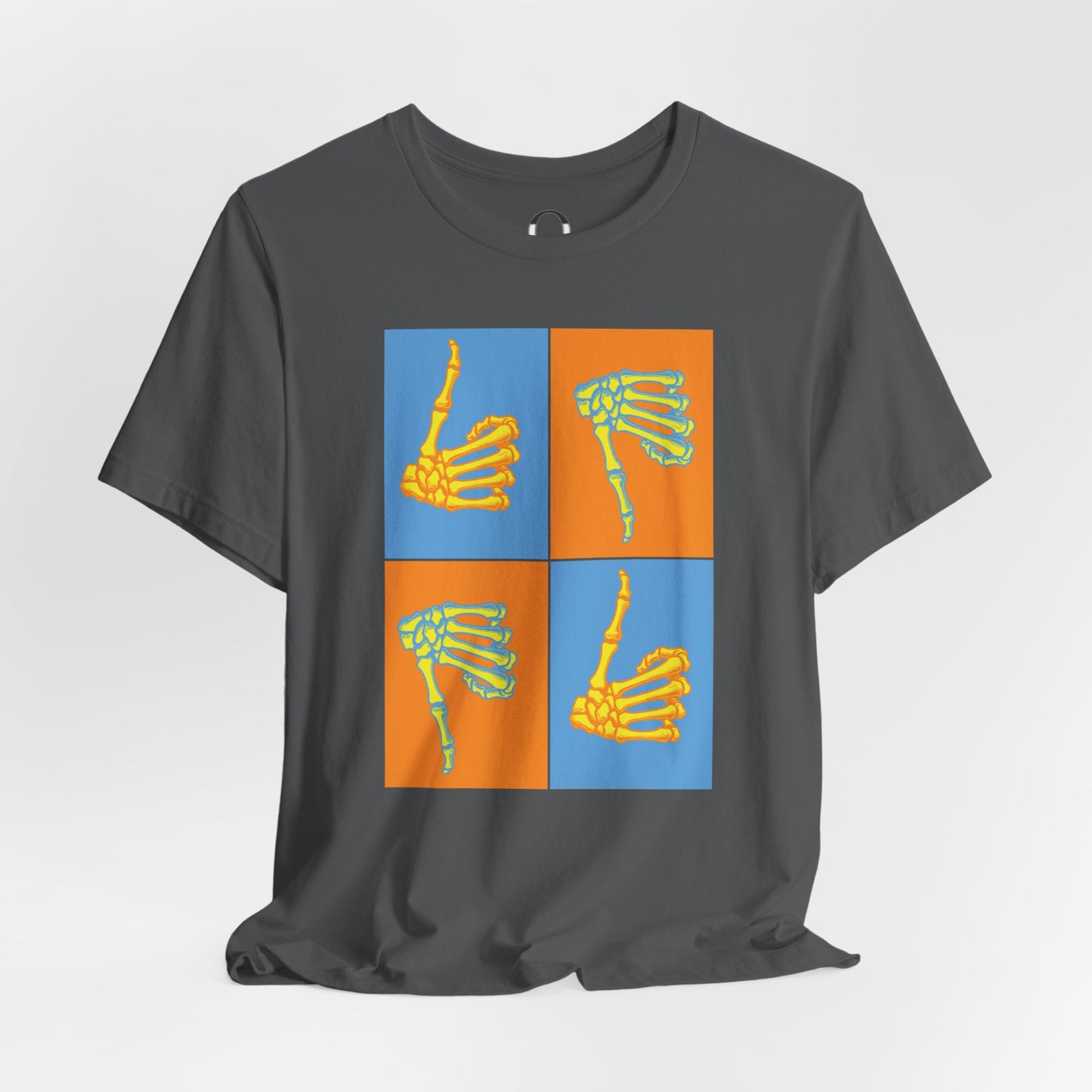 Pop Art Inspired Skeleton Hand Thumbs Up/Thumbs Down Tee