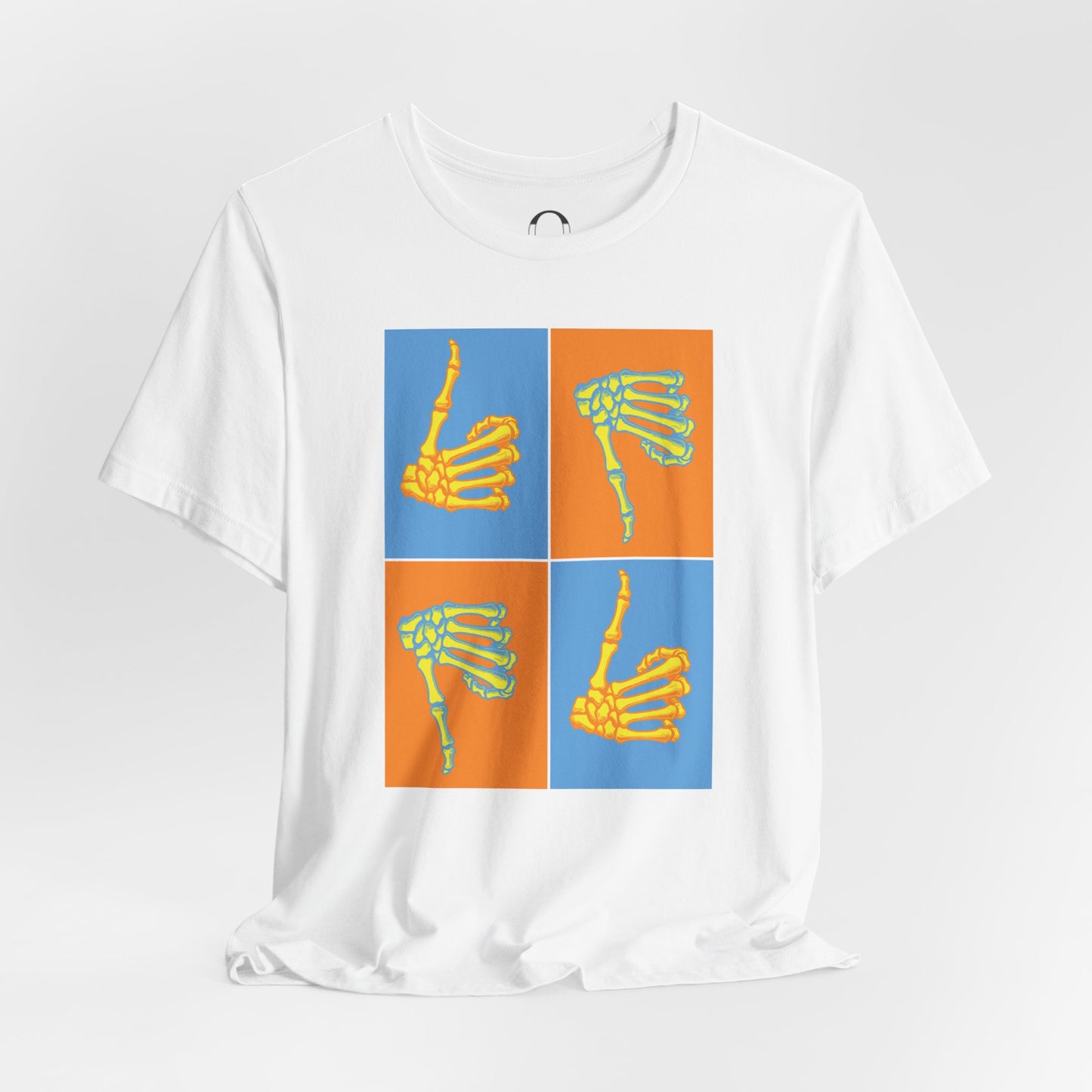 Pop Art Inspired Skeleton Hand Thumbs Up/Thumbs Down Tee